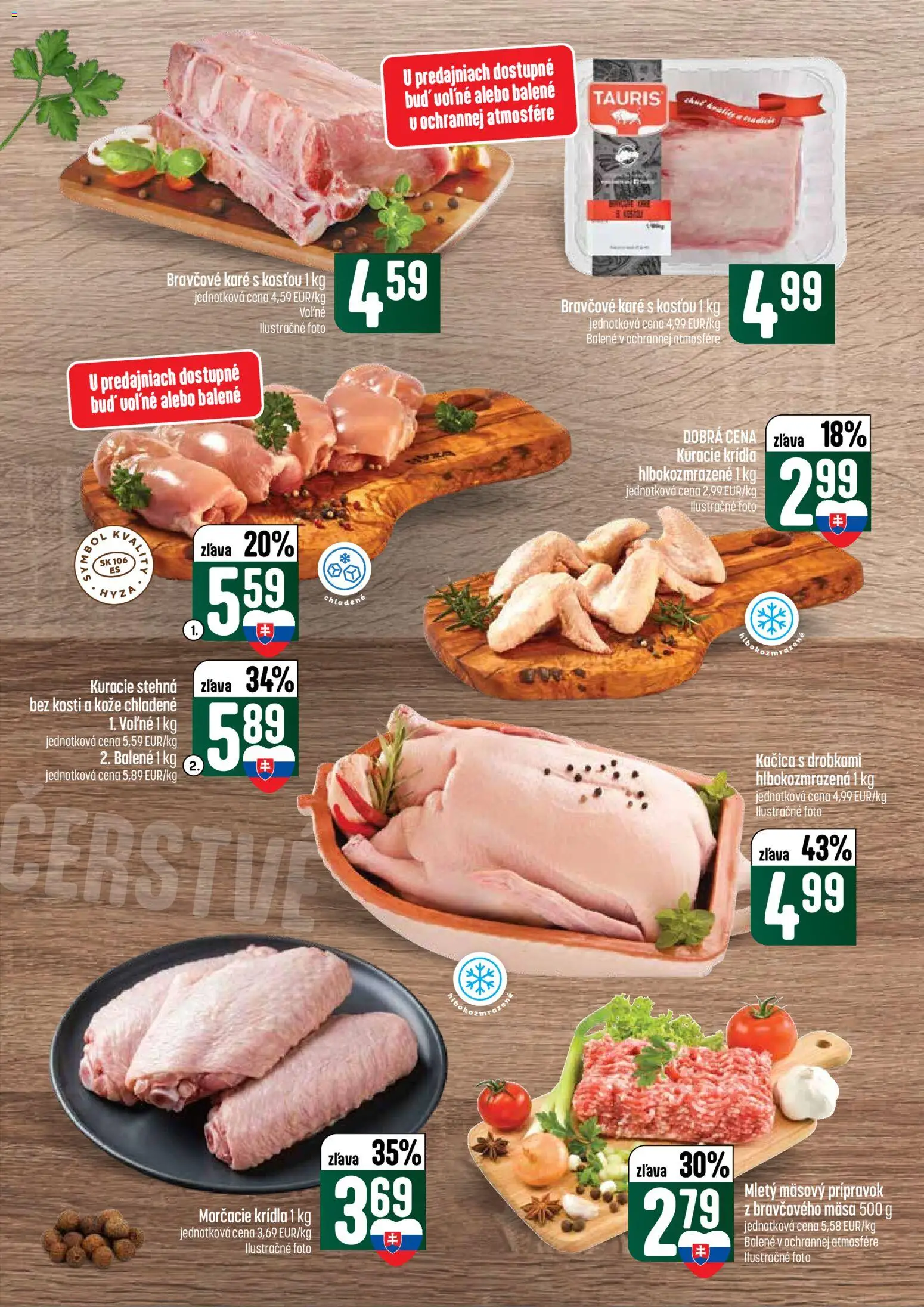 Nové COOP Jednota akcie – leták je platný od 09.04.2026 | Strana: 12 | Produkty: Kačica, Kuracie stehná, Kuracie krídla, Bravčové karé