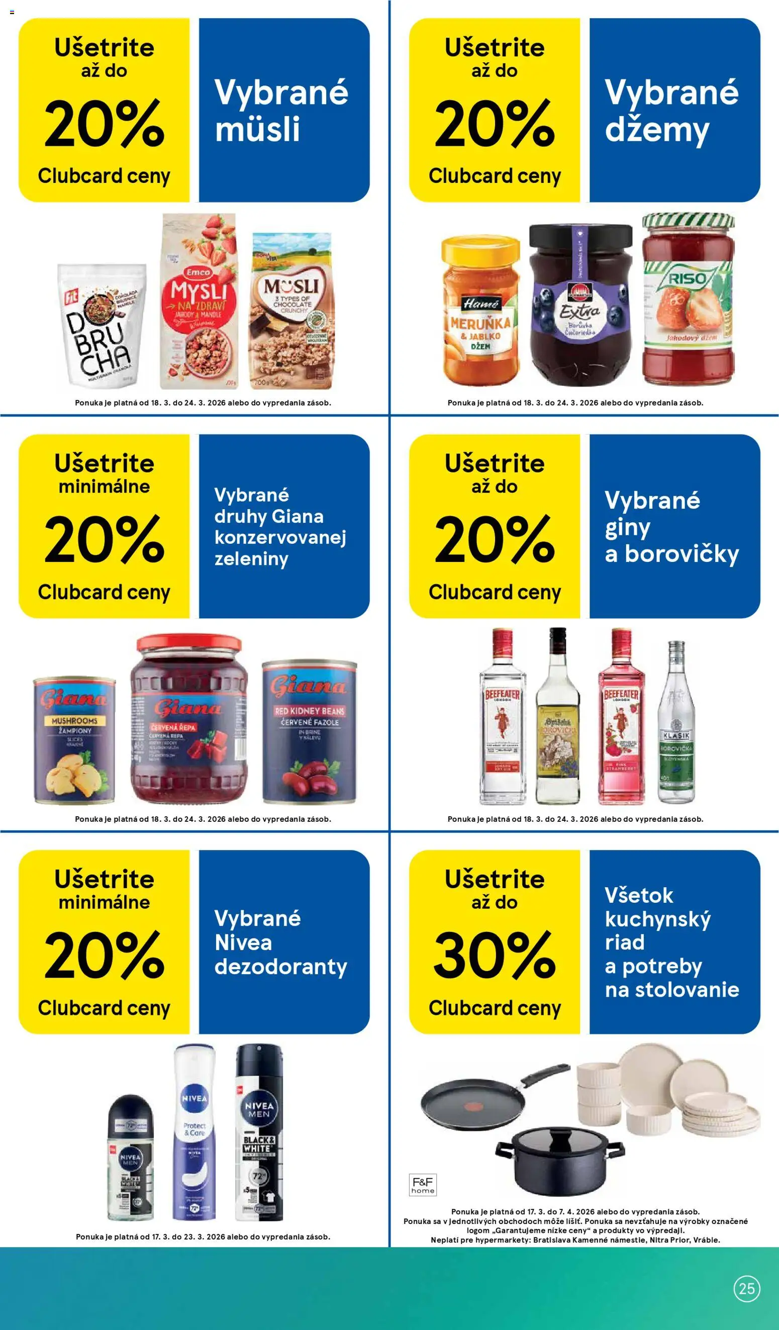 Nové Tesco akcie – leták je platný od 18.03.2026 | Strana: 25 | Produkty: Beefeater, Nivea, Jahody, Mandle