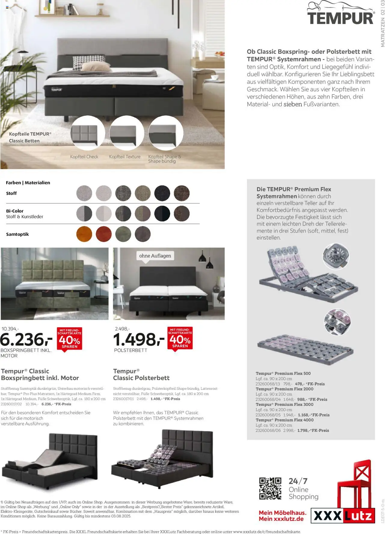 XXXL Lutz Tempur - gültig ab dem 21.07.2025 | Seite: 3 | Produkte: Lattenrost, Boxspringbett, Polsterbett