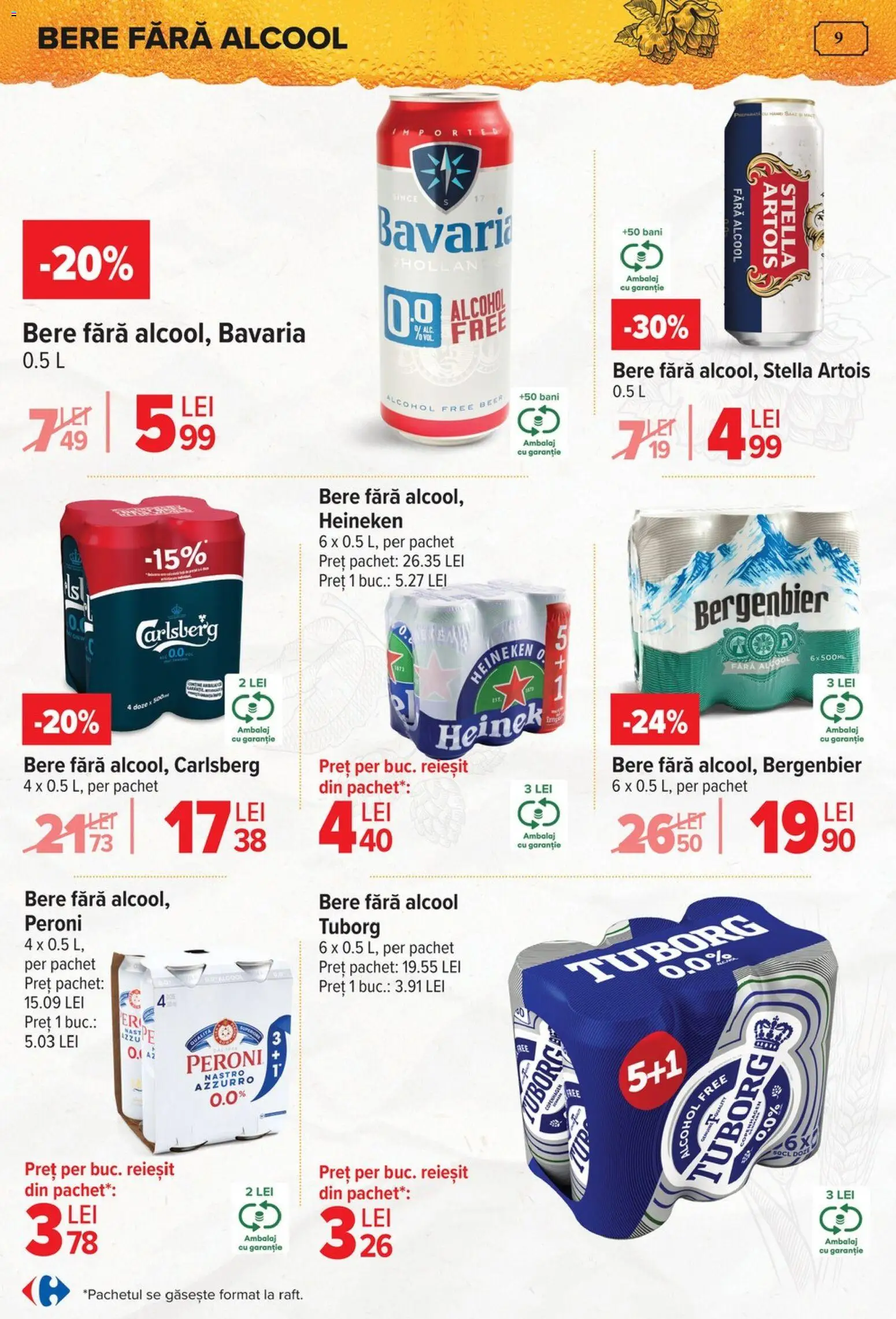 Noul catalog Carrefour – valabil de la 15.04.2026 | Pagină: 9 | Produse: Bere, Plastik Kulübe