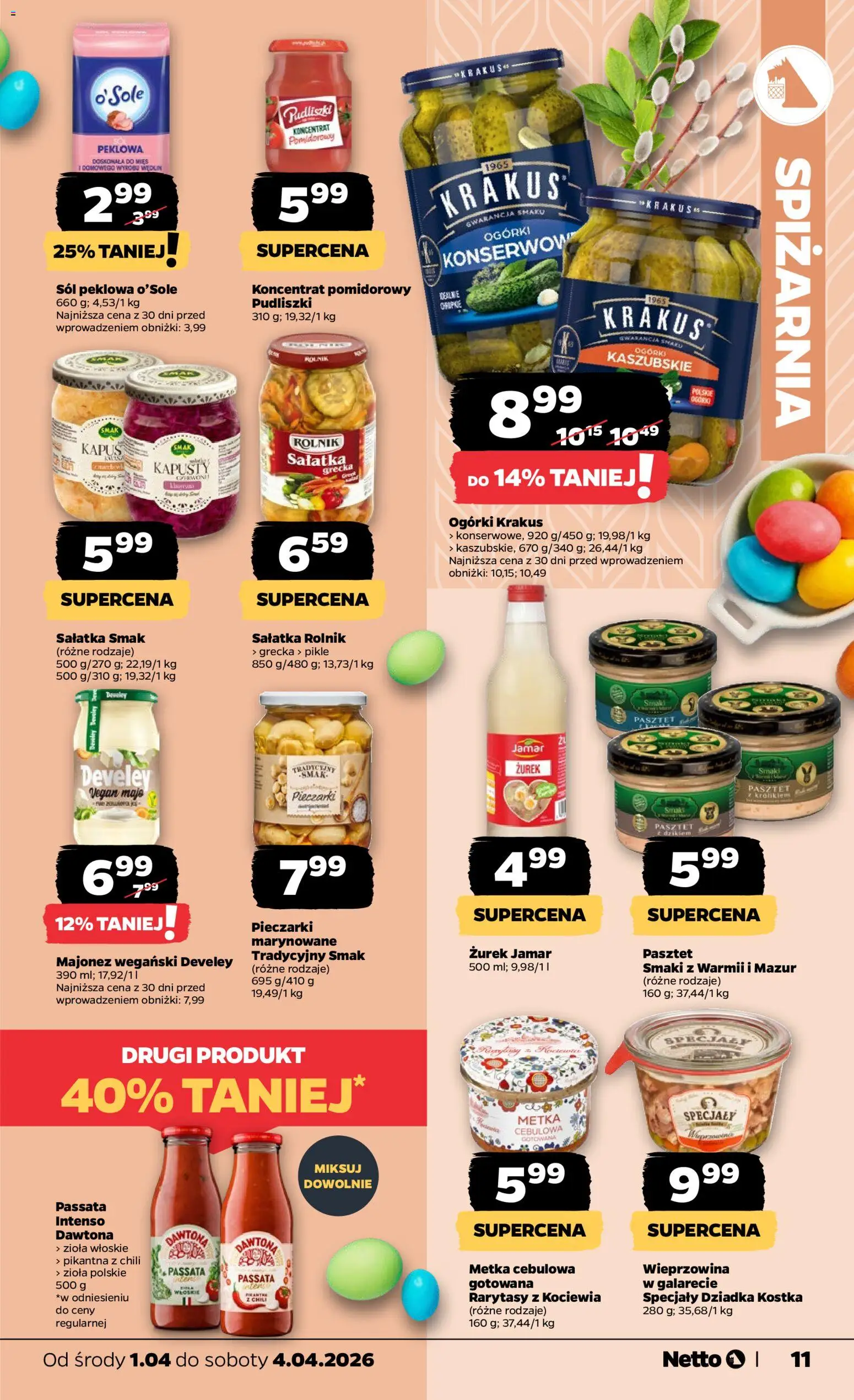 Netto gazetka od środy spożywcza od 01.04.2026 | Strona: 11 | Produkty: Chili, Metka cebulowa, Sól peklowa, Ogórki