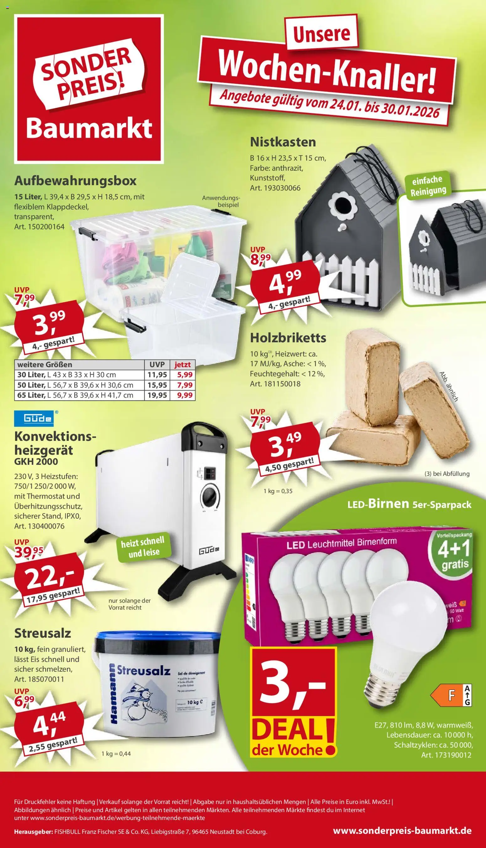 Sonderpreis Baumarkt Prospekt 	 – gültig ab 24.01.2026 | Seite: 1 | Produkte: Eis