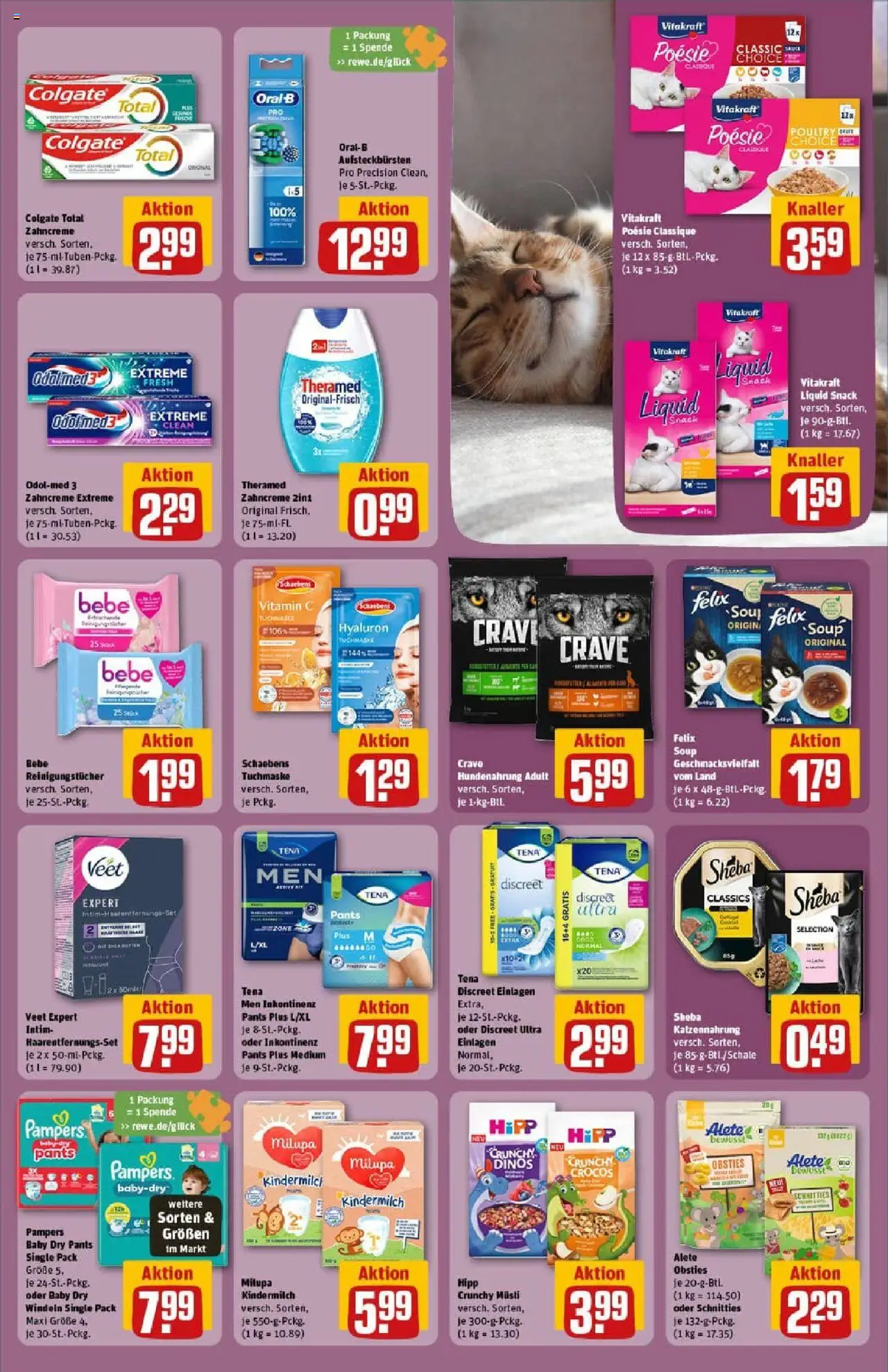 Rewe prospekt Erkelenz	 - gültig ab dem 13.07.2025 | Seite: 29 | Produkte: Musli, Sheba, Pampers, Reinigungstücher