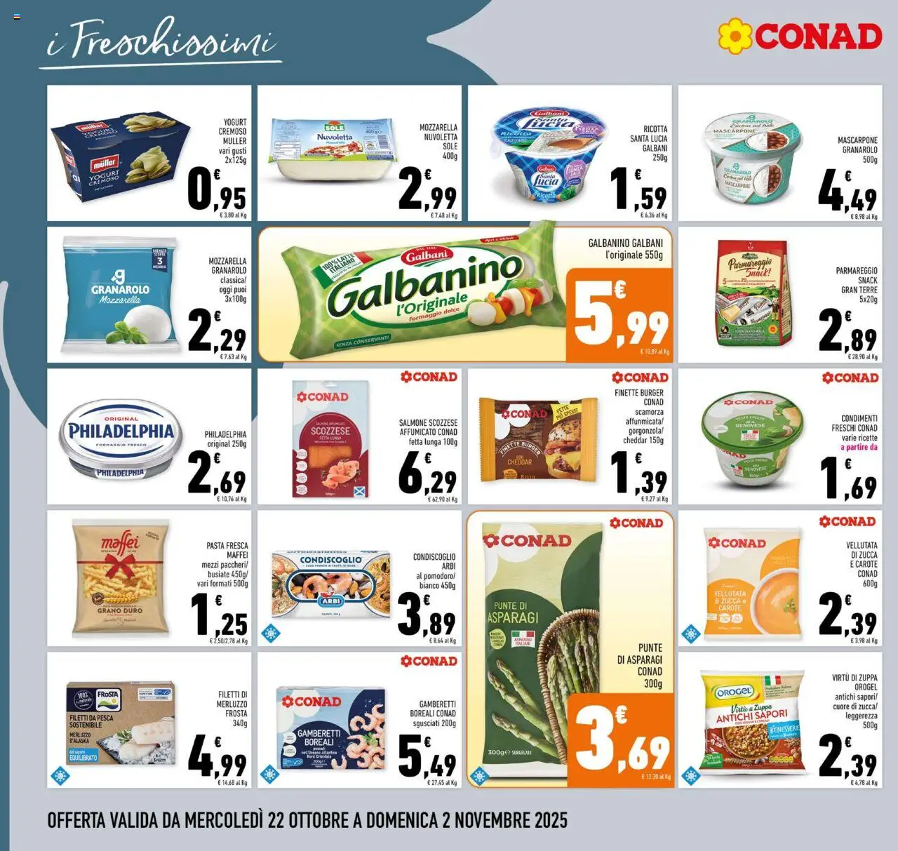 Volantino Conad del 22.10.2025 | Pagina: 10 | Prodotti: Mozzarella, Carote, Pesca, Zucca