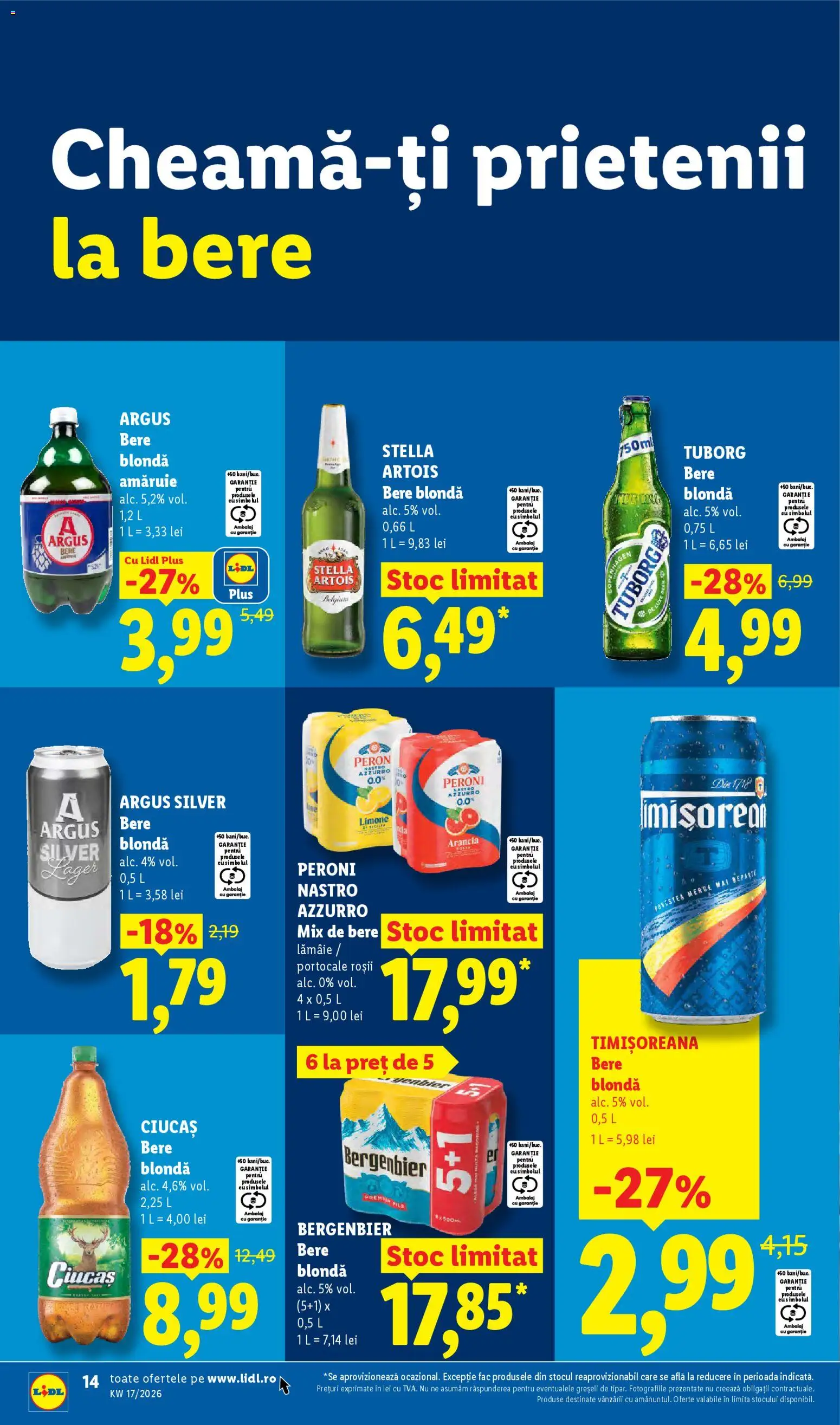 Noul catalog Lidl – valabil de la 20.04.2026 | Pagină: 14 | Produse: Bere, Roșii, Plastik Kulübe, Lămâie