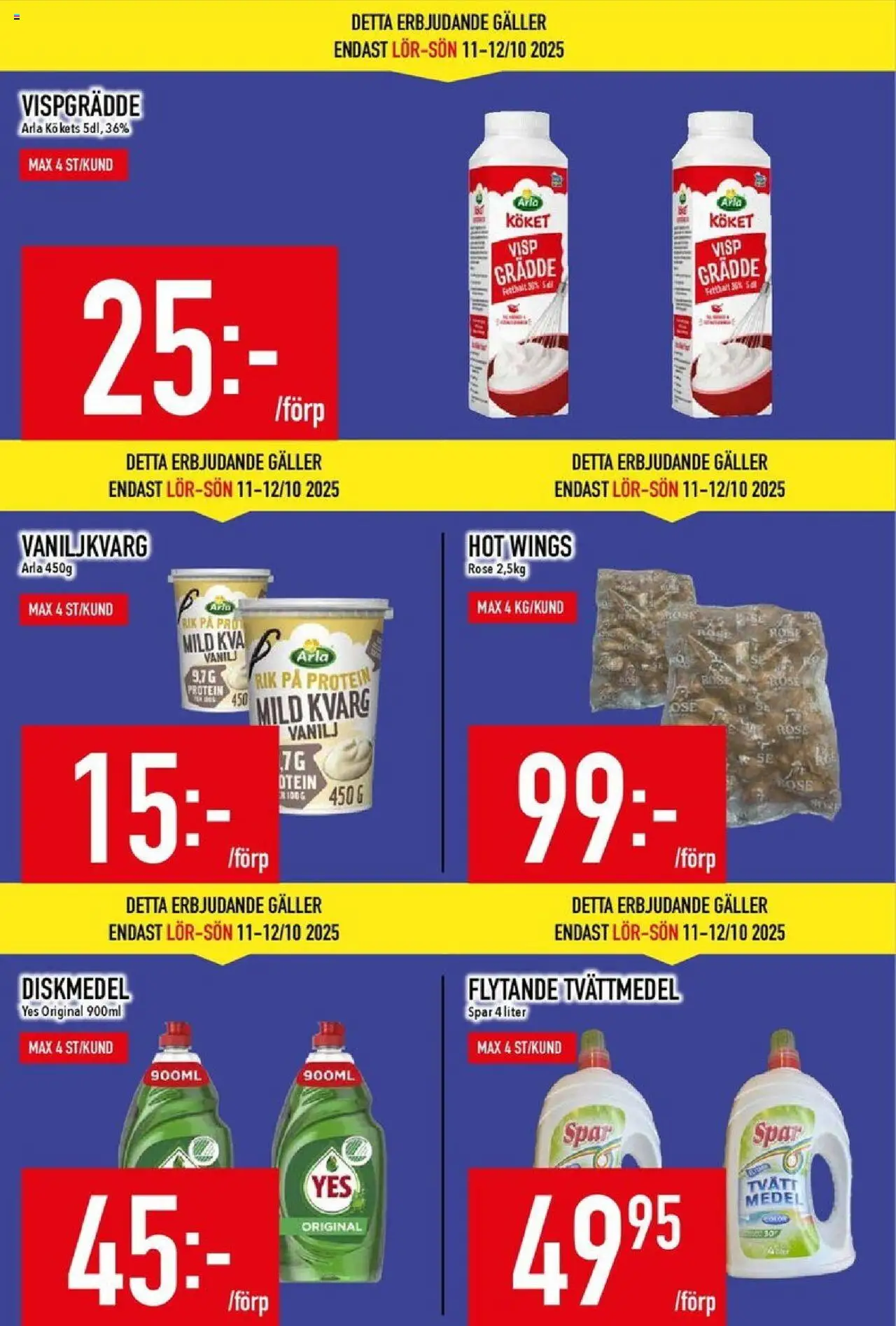 Matdax reklamblad aktuell från 06.10.2025 | Sida: 6 | Produkter: Diskmedel, Kvarg, Grädde, Vispgrädde