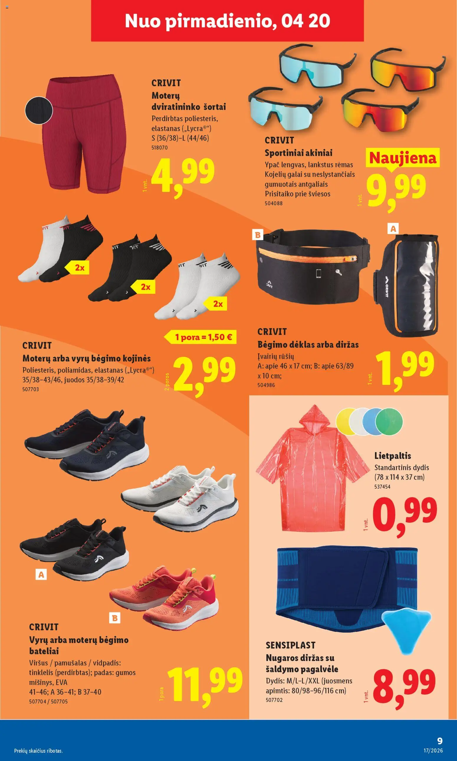 LIDL akcijos nuo 20.04.2026 | Puslapis: 9 | Prekių: Pagalvėlė, Kojinės, Akiniai, Diržas