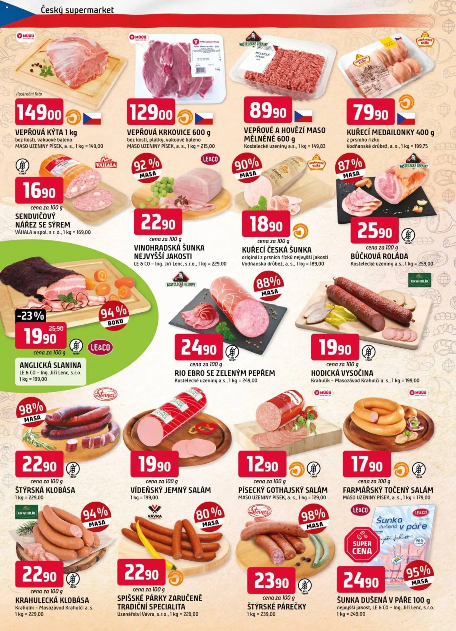 Trefa leták od 07.01.2026 | Strana: 2 | Produkty: Hovězí, Salám, Párky, Maso