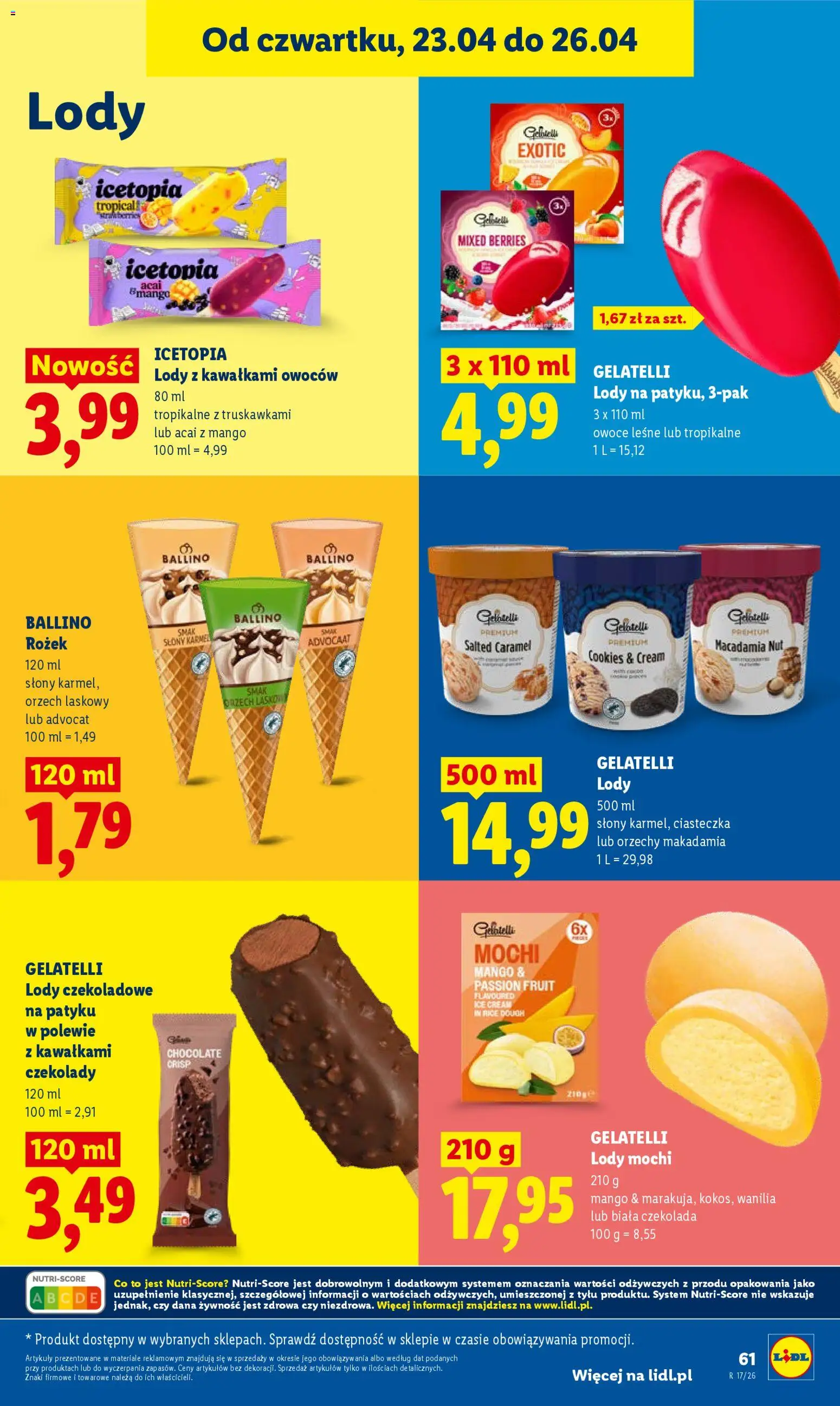 Lidl Polsko leták od 23.04.2026 | Strana: 61 | Produkty: Mango, Cookies, Gelatelli