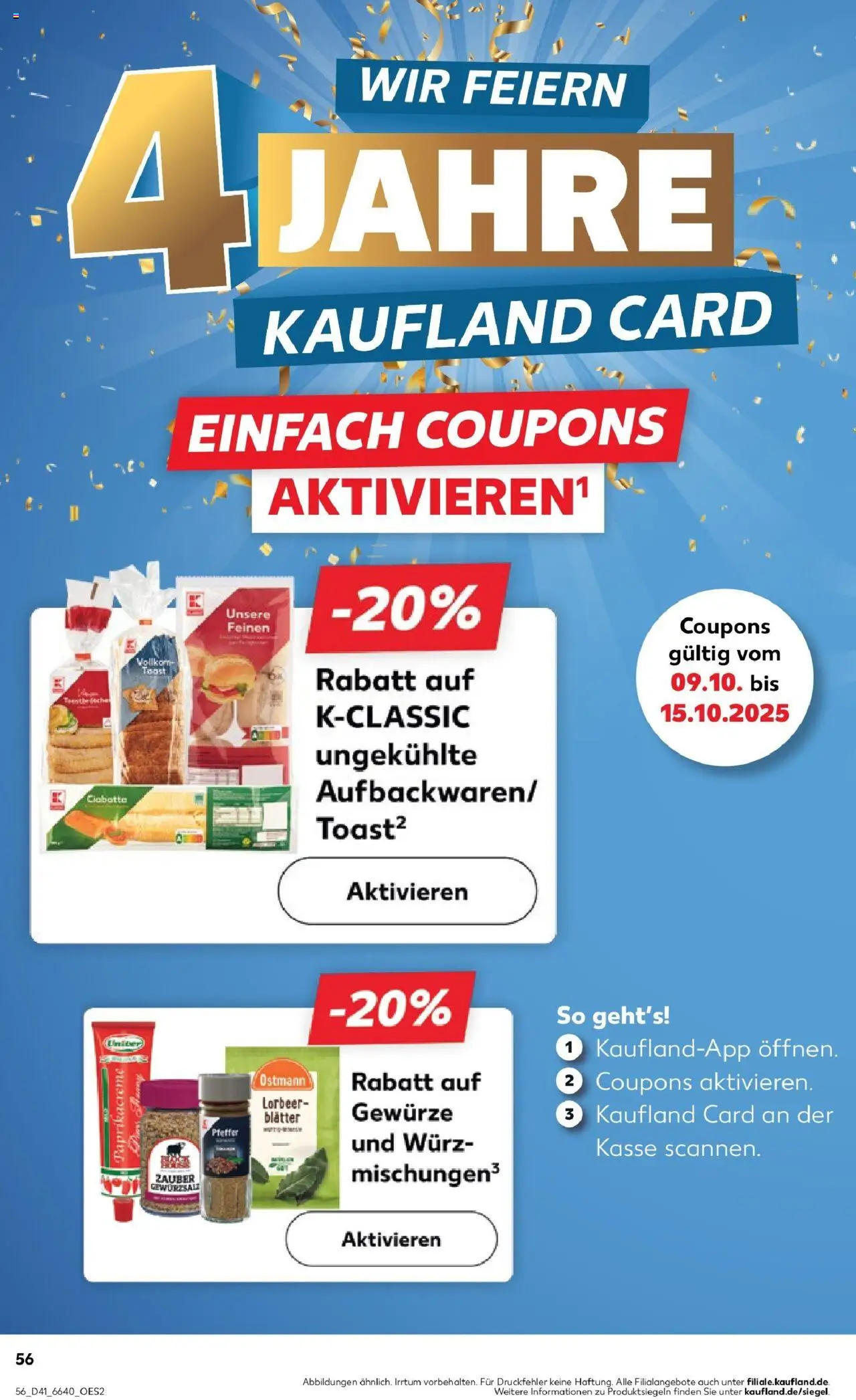 Kaufland prospekt Landau An Der Isar	 – gültig ab 09.10.2025 | Seite: 56 | Produkte: Toast, Gewürze, Pfeffer, Rock
