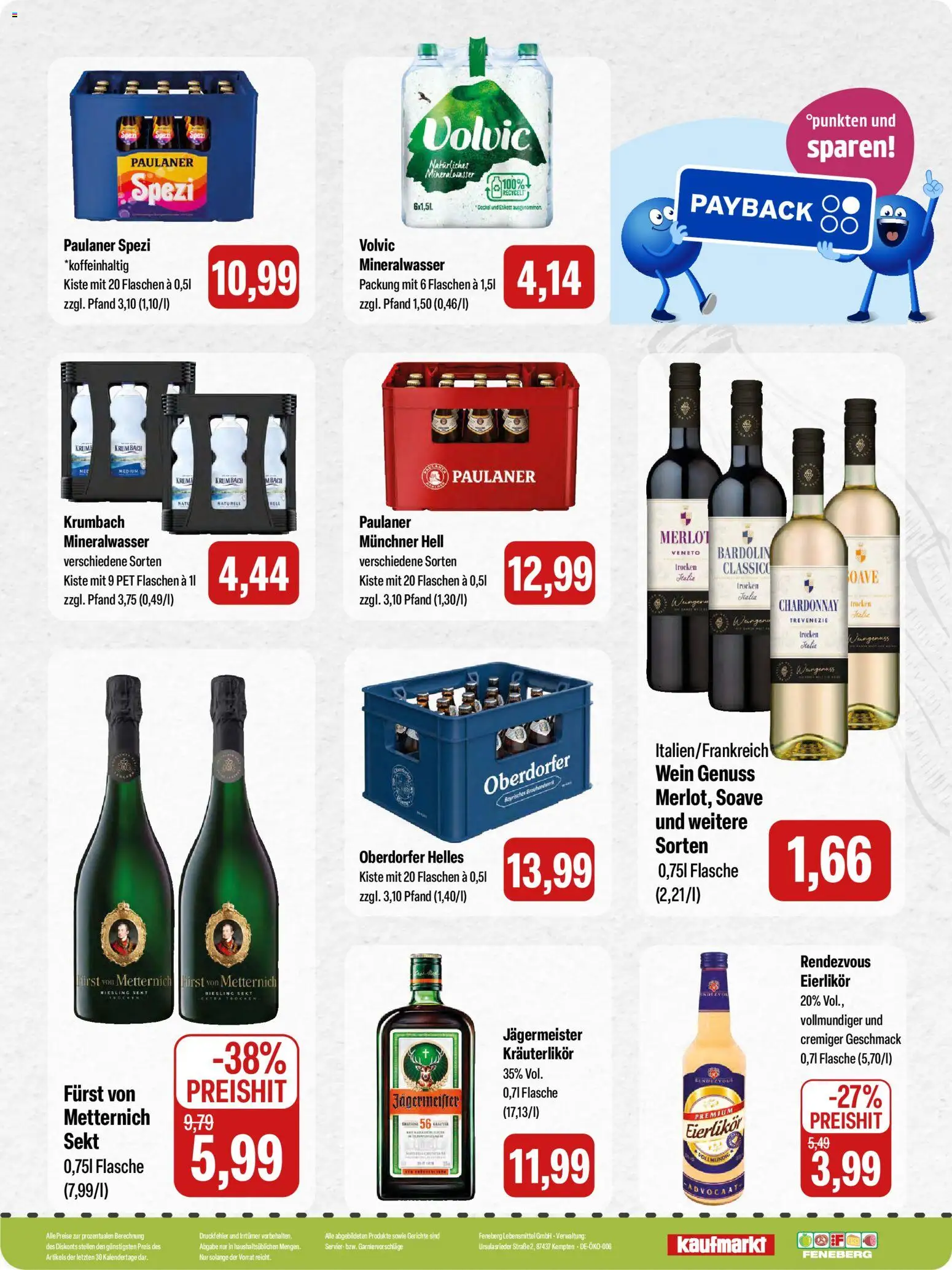 Feneberg Angebote – gültig ab 11.12.2025 | Seite: 16 | Produkte: Paulaner spezi, Merlot, Wein, Volvic