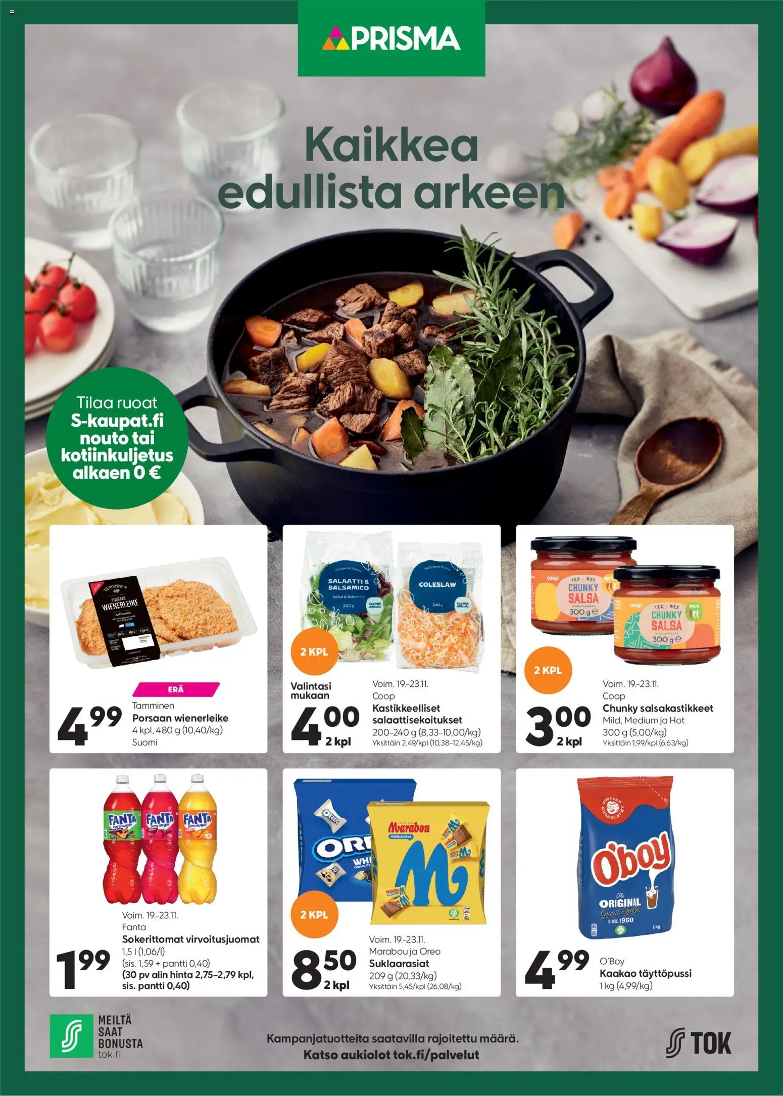 Prisma tarjoukset - Kaikkea edullista arkeen – voimassa 19.11.2025 alkaen | Sivu: 1 | Tuotteet: Virvoitusjuomat, Salsa, Oreo, Fanta