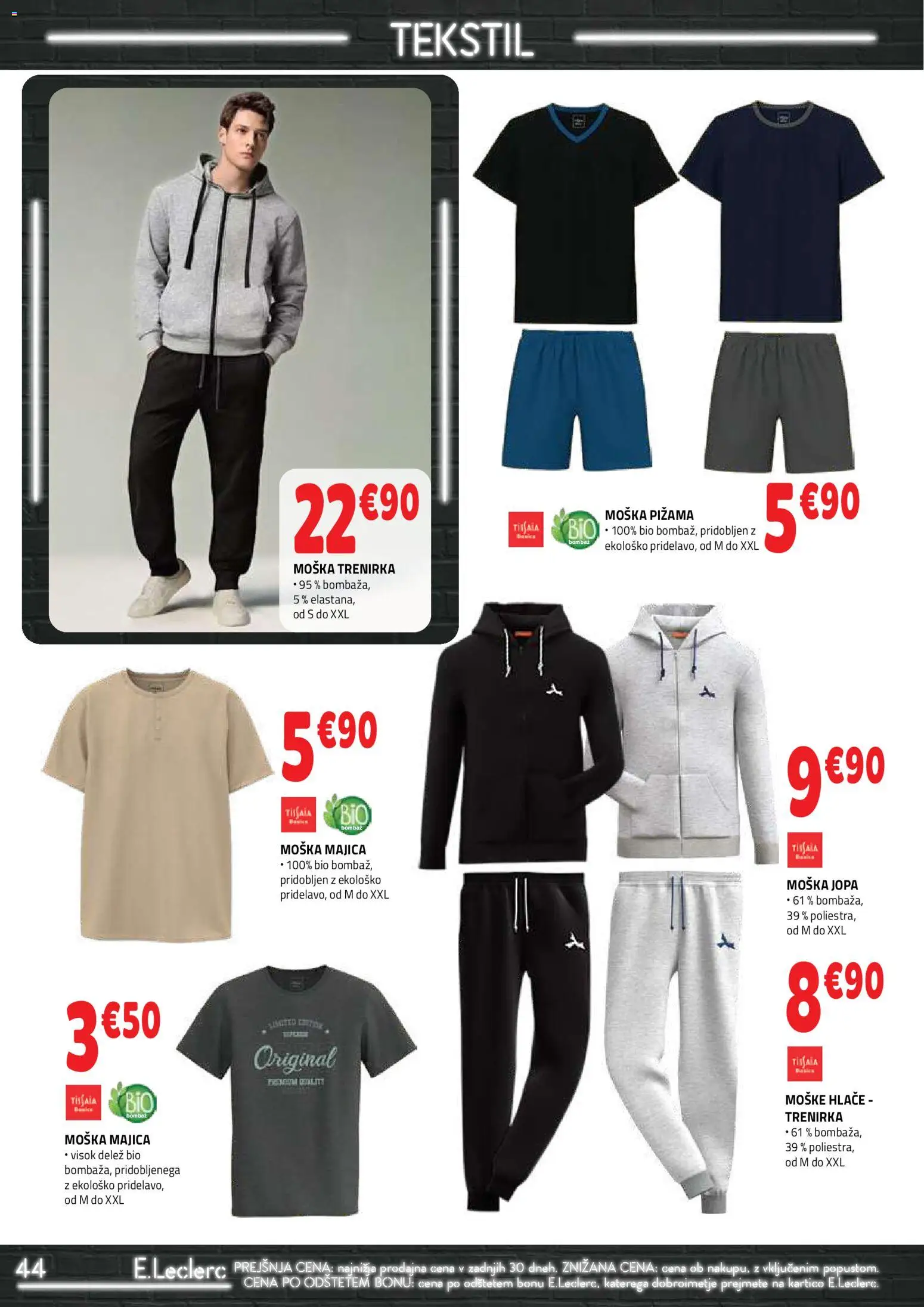 Novi E.leclerc katalog ponudbe – veljaven od 01.04.2026 | Stran: 44 | Izdelki: Pižama, Trenirka, Majica, Hlace