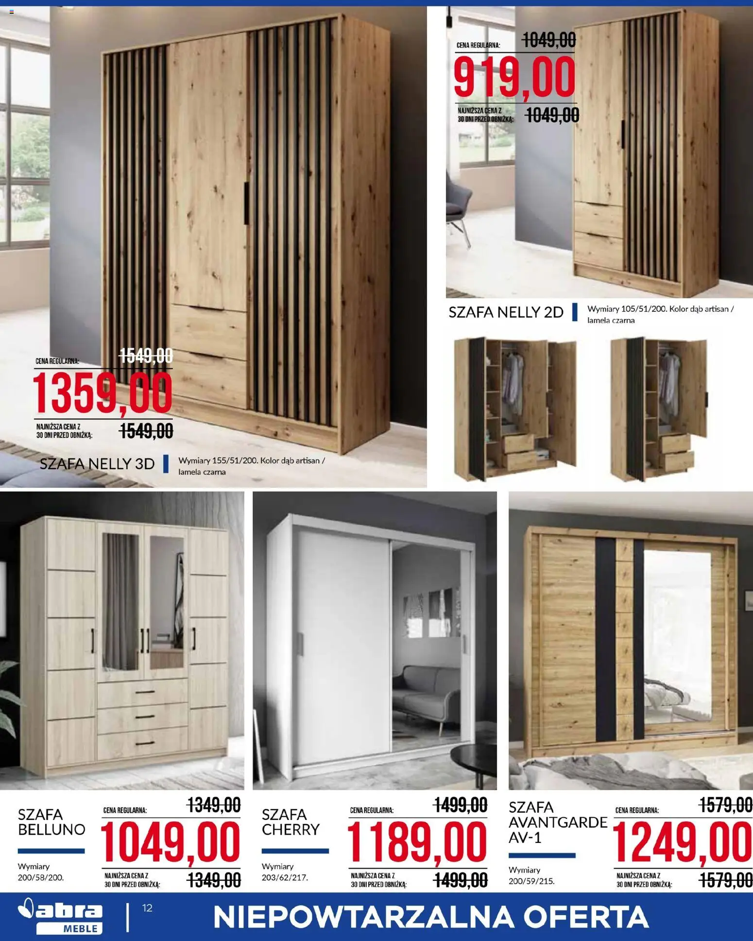 Abra meble Gazetka od 07.01.2026 | Strona: 12 | Produkty: Szafa