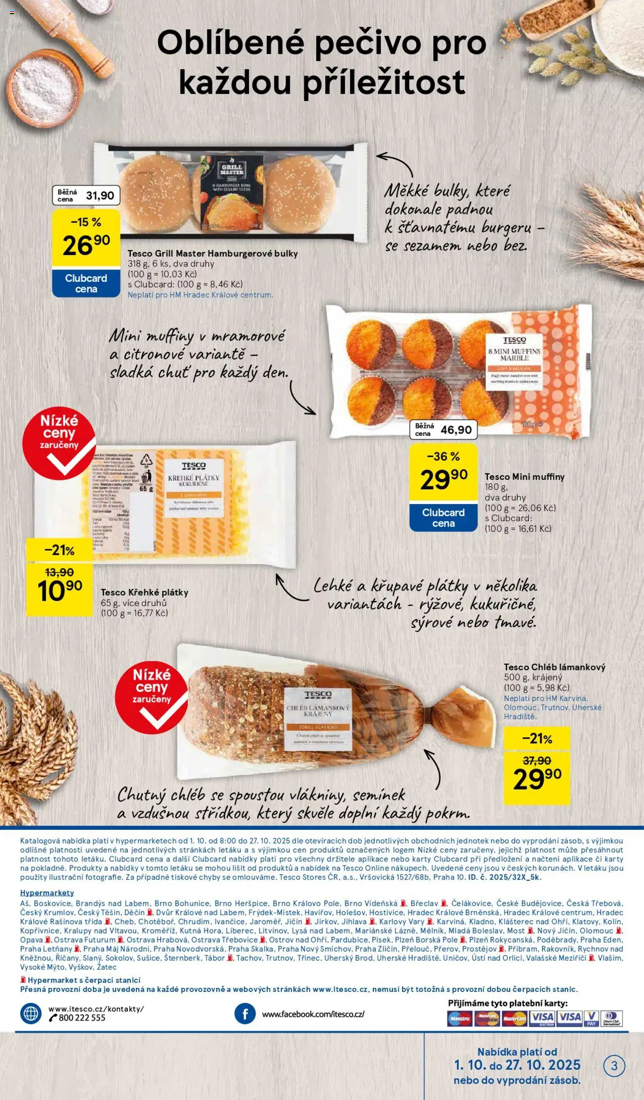 Tesco katalog od 01.10.2025 | Strana: 3 | Produkty: Hamburger, Chléb, Karty, Futurum