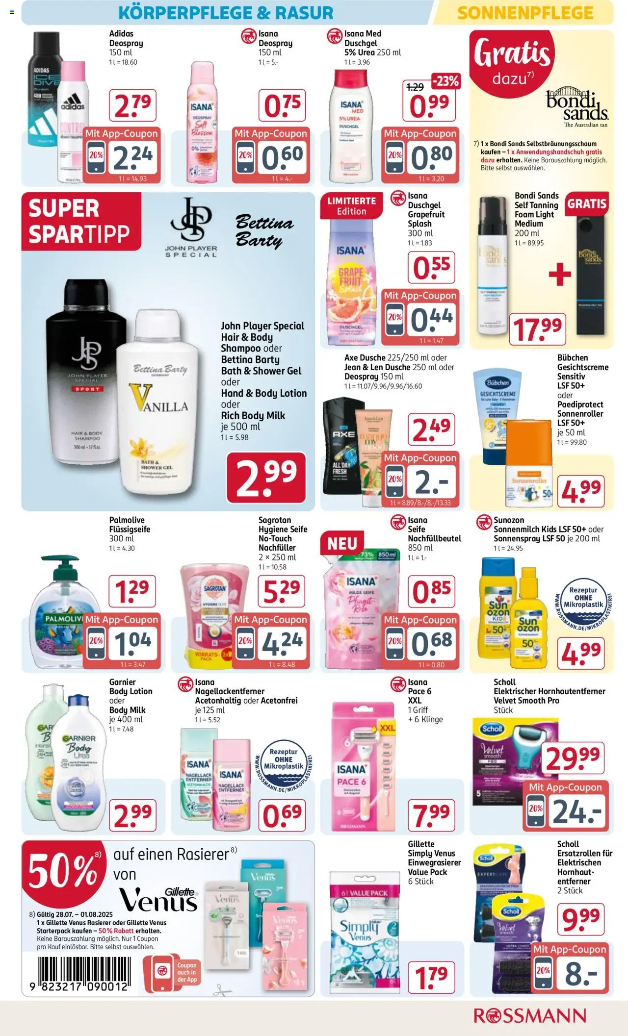 Rossmann Prospekt 	 - gültig ab dem 28.07.2025 | Seite: 9 | Produkte: Rasierer, Dusche, Shower Gel, Player