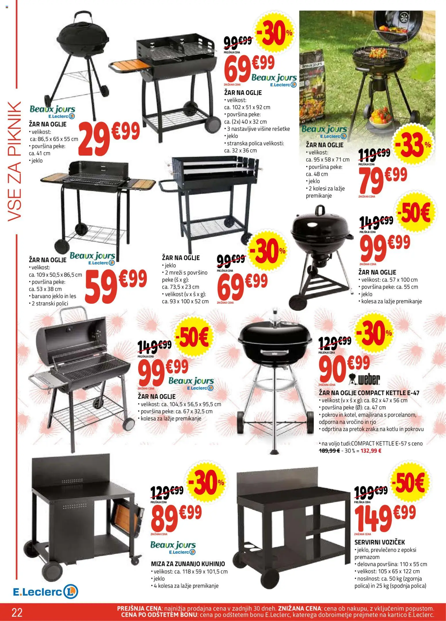 Novi E.leclerc katalog ponudbe – veljaven od 08.04.2026 | Stran: 22 | Izdelki: Zar, Polica, Miza, Voziček