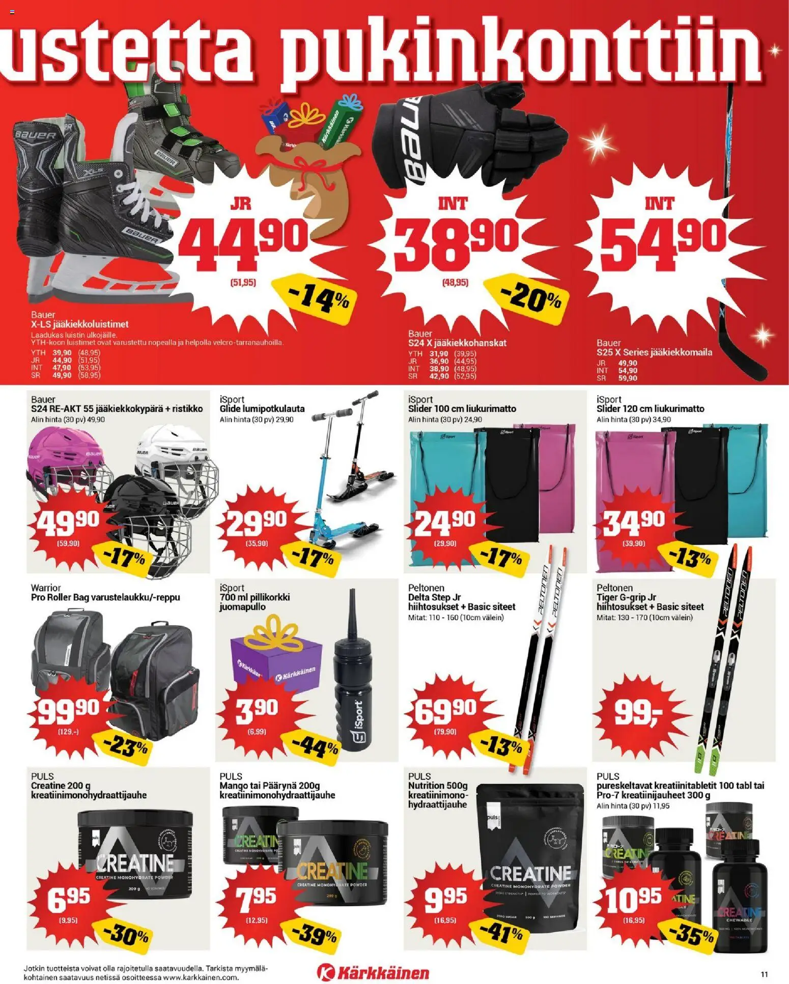 Kärkkäinen tarjoukset – voimassa 10.12.2025 alkaen | Sivu: 11 | Tuotteet: Jääkiekkokypärä, Jääkiekkomaila, Mango, Siteet