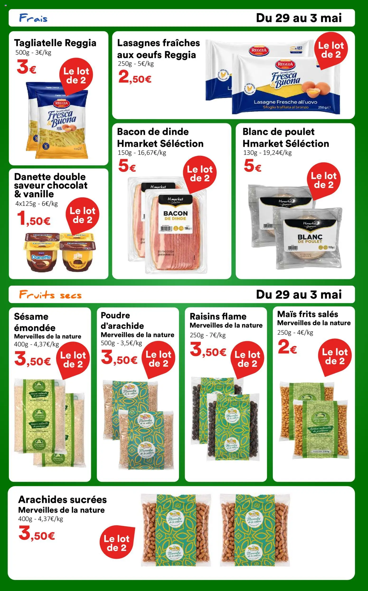 {H1} | Page: 3 | Produits: Poudre, Œufs, Chocolat, Fruits secs