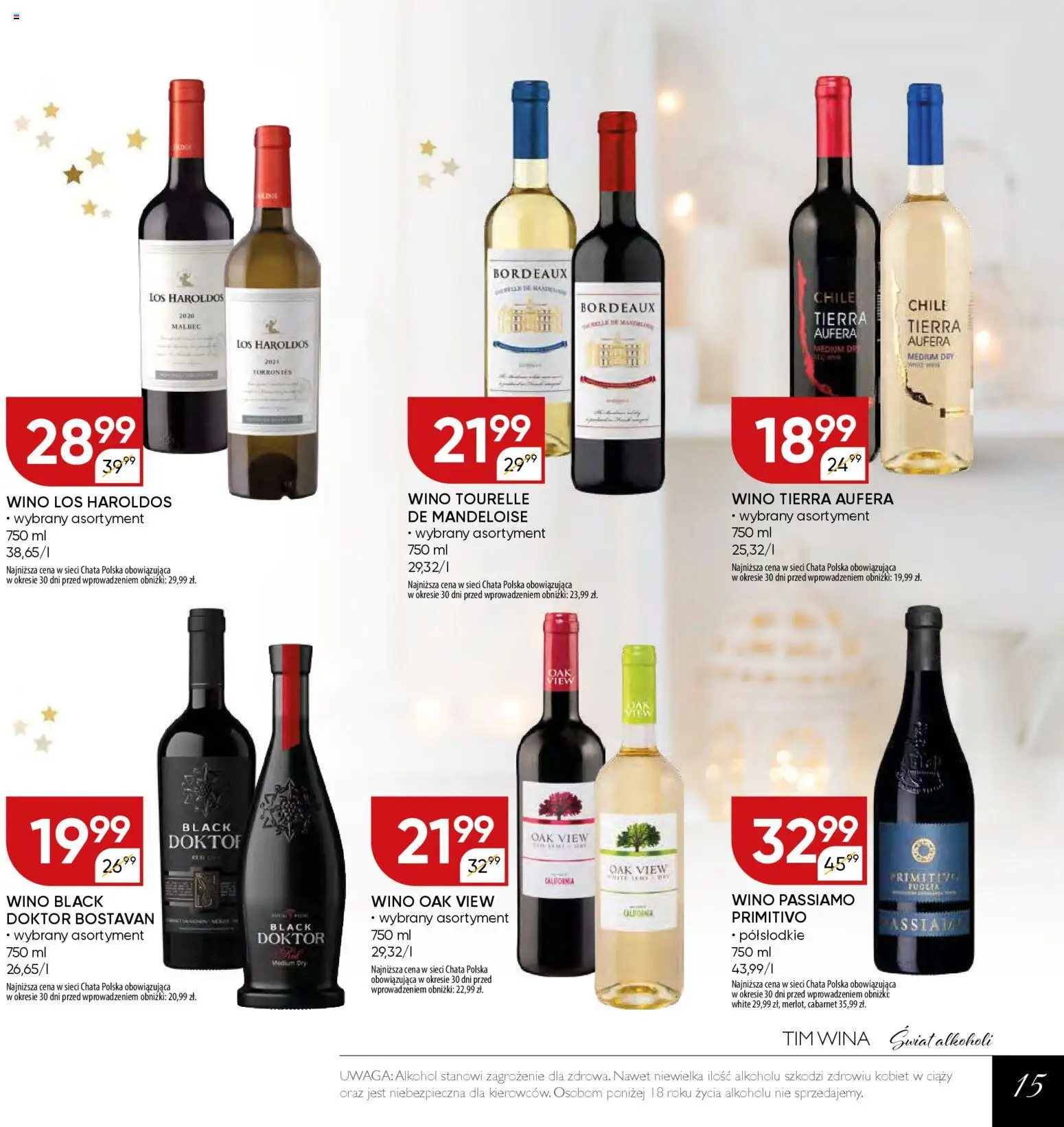 Chata Polska Gazetka - Mocna Oferta od 16.12.2025 | Strona: 15 | Produkty: Wino, Alkohol