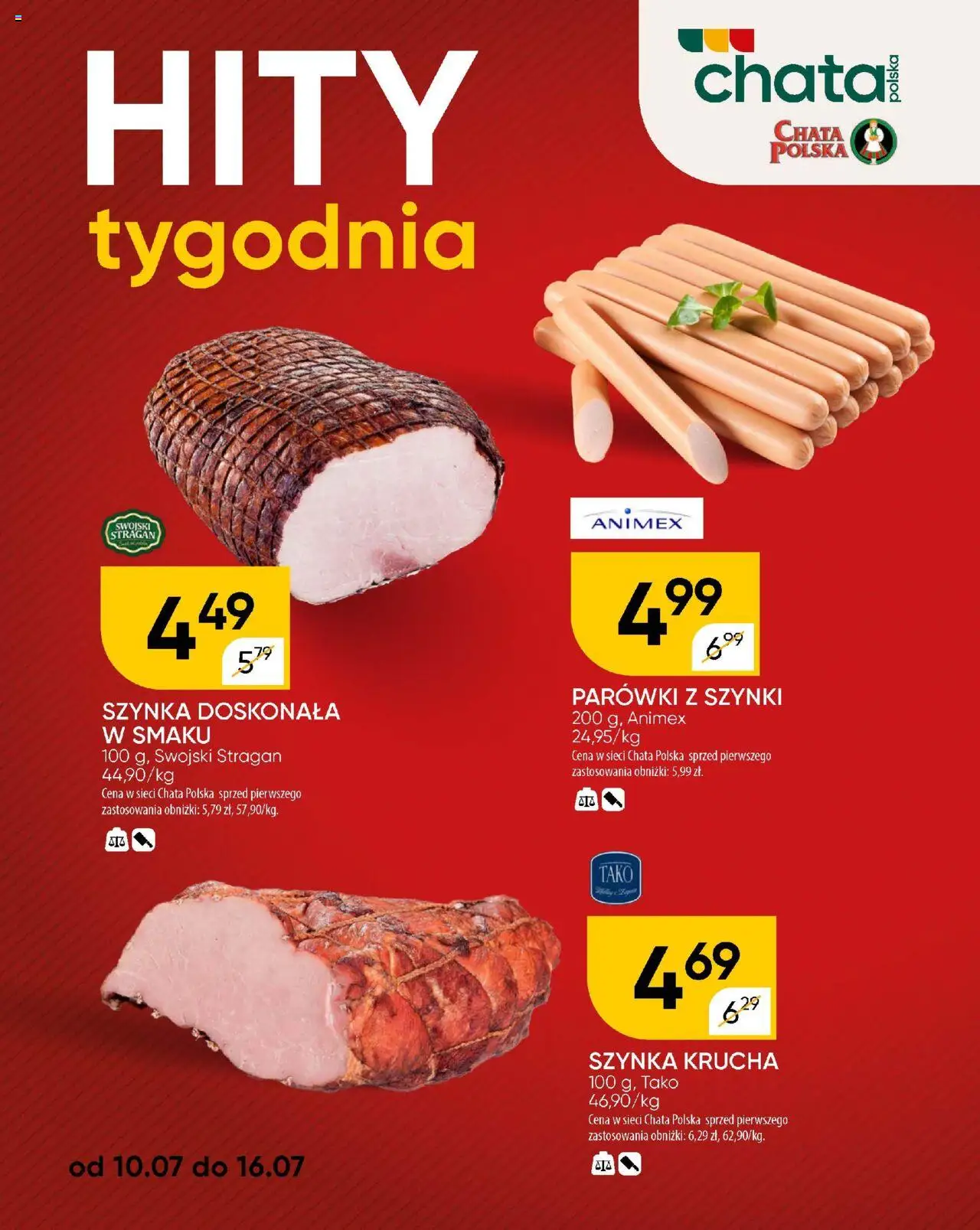 Chata Polska Gazetka od 10.07.2025 | Strona: 1 | Produkty: Parówki z szynki, Parówki, Szynka