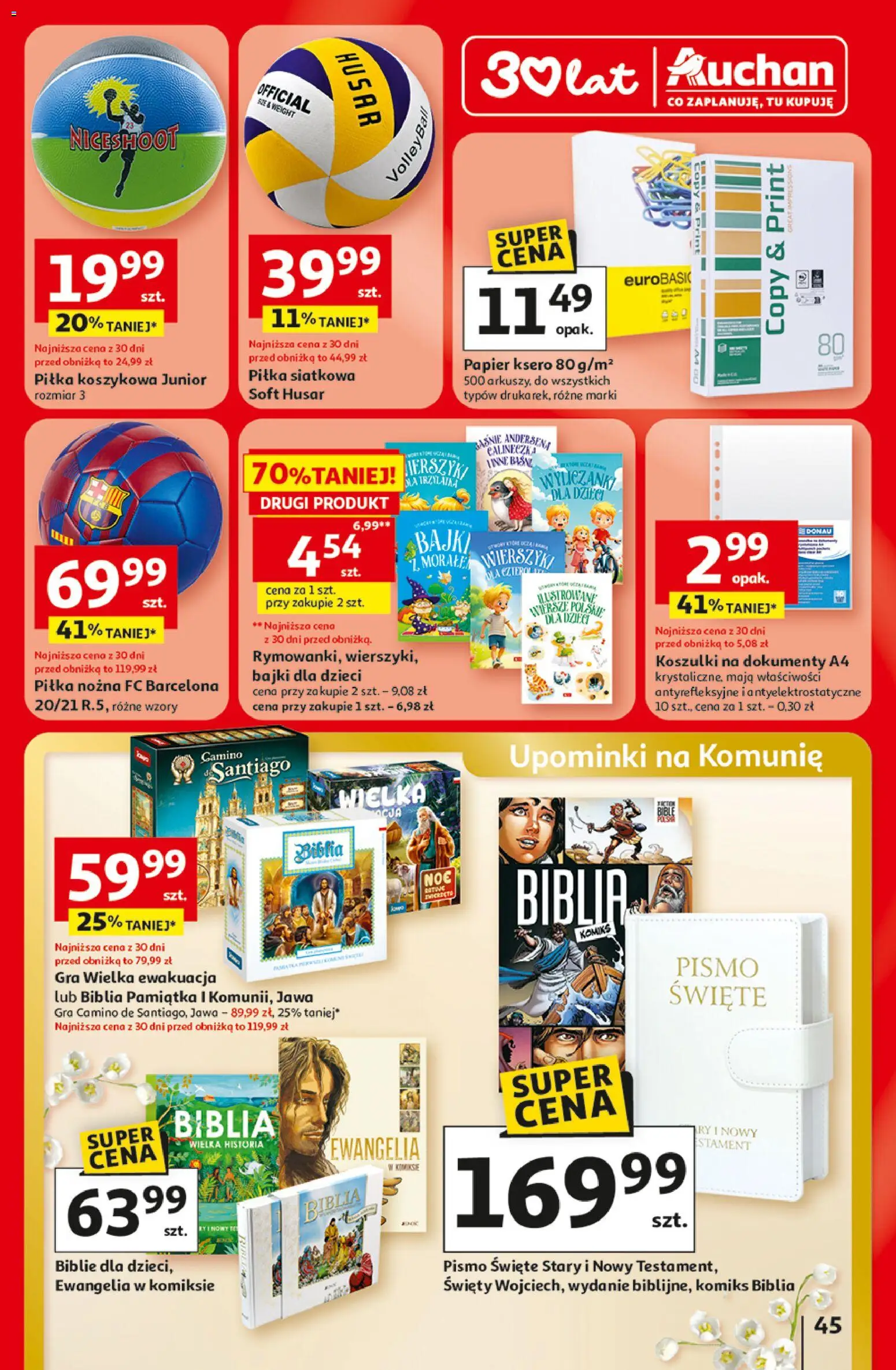 Auchan gazetka - 30 Lat Hipermarket od 29.04.2026 | Strona: 45 | Produkty: Gra, Papier ksero