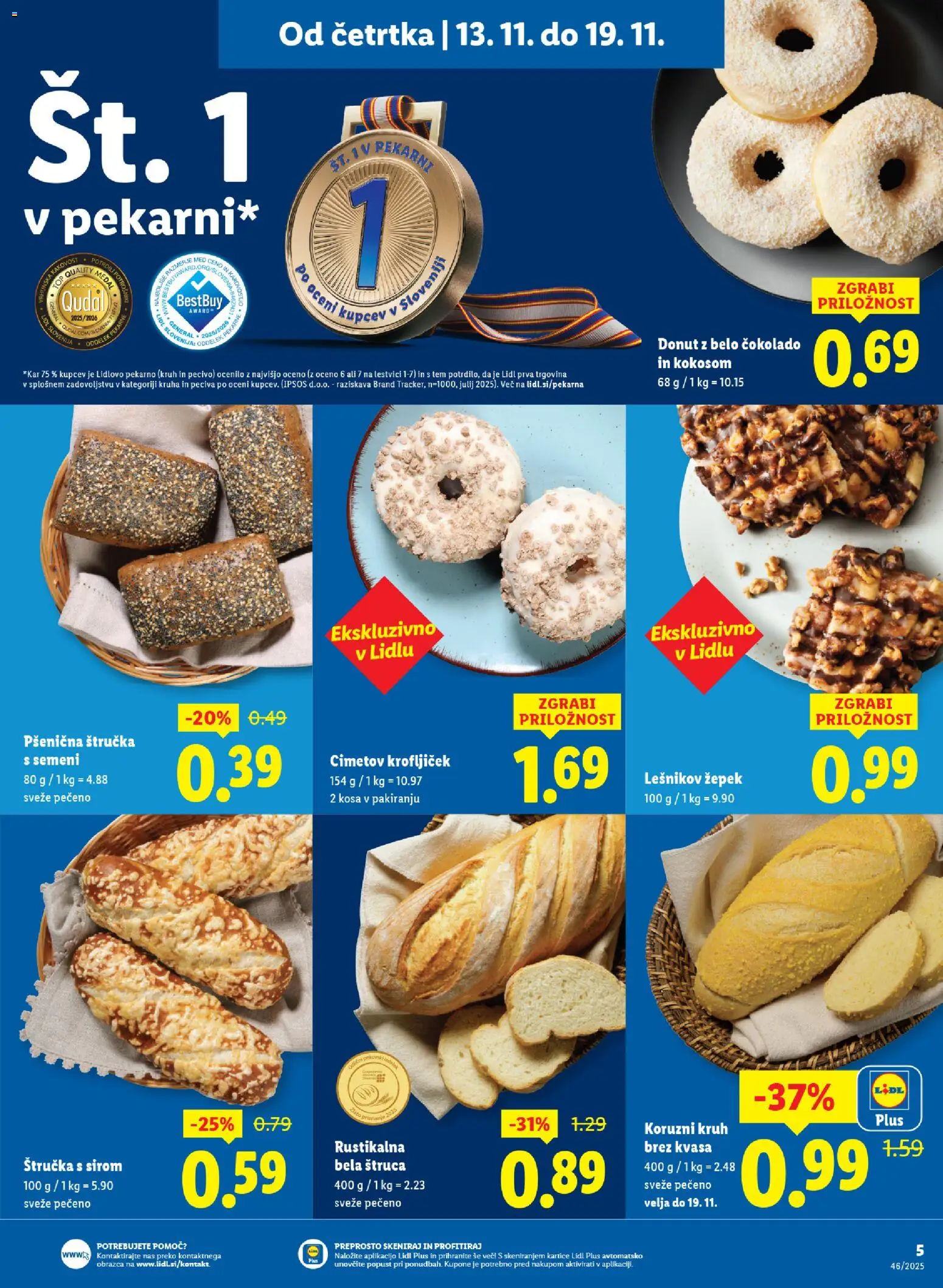 Novi Lidl katalog ponudbe – veljaven od 13.11.2025 | Stran: 5 | Izdelki: Štručka, Kruh