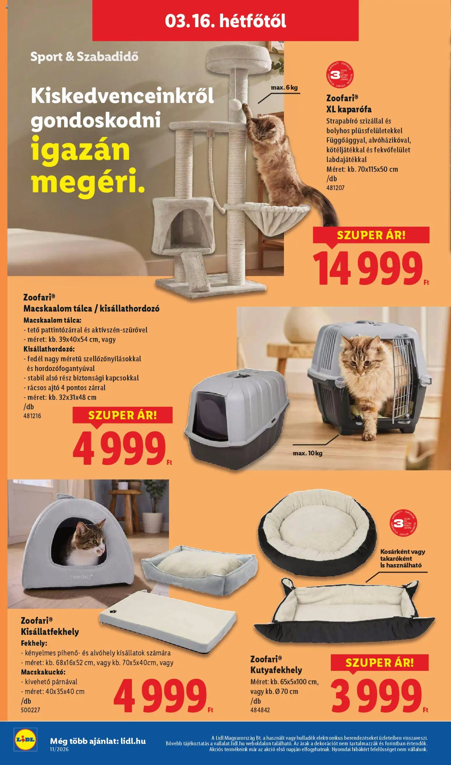 Lidl akciós ujság - amely érvényes a következő dátumtól: 12.03.2026 | Oldal: 62 | Termékek: Macskaalom