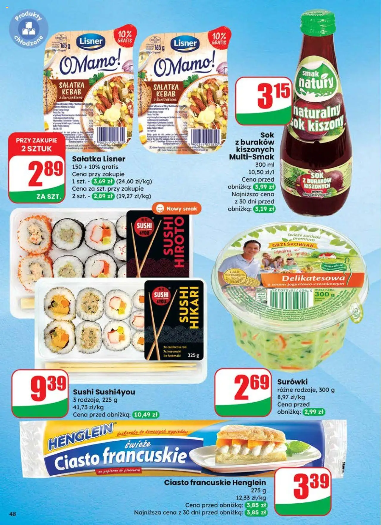 Dino Gazetka od 18.06.2025 | Strona: 48 | Produkty: Kebab, Ciasto francuskie, Sushi, Sok