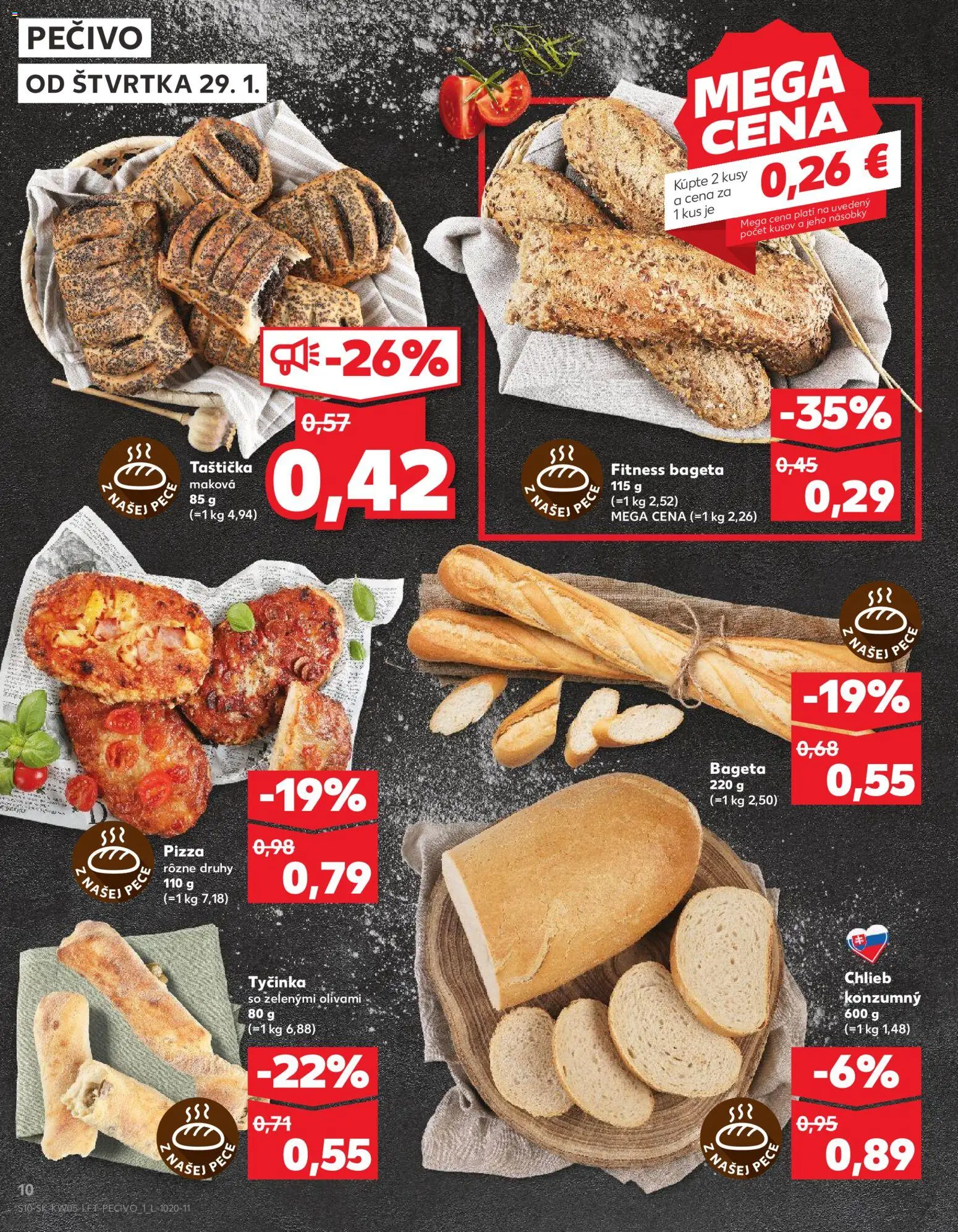 Nové Kaufland akcie – leták je platný od 29.01.2026 | Strana: 10 | Produkty: Chlieb, Pizza, Pec
