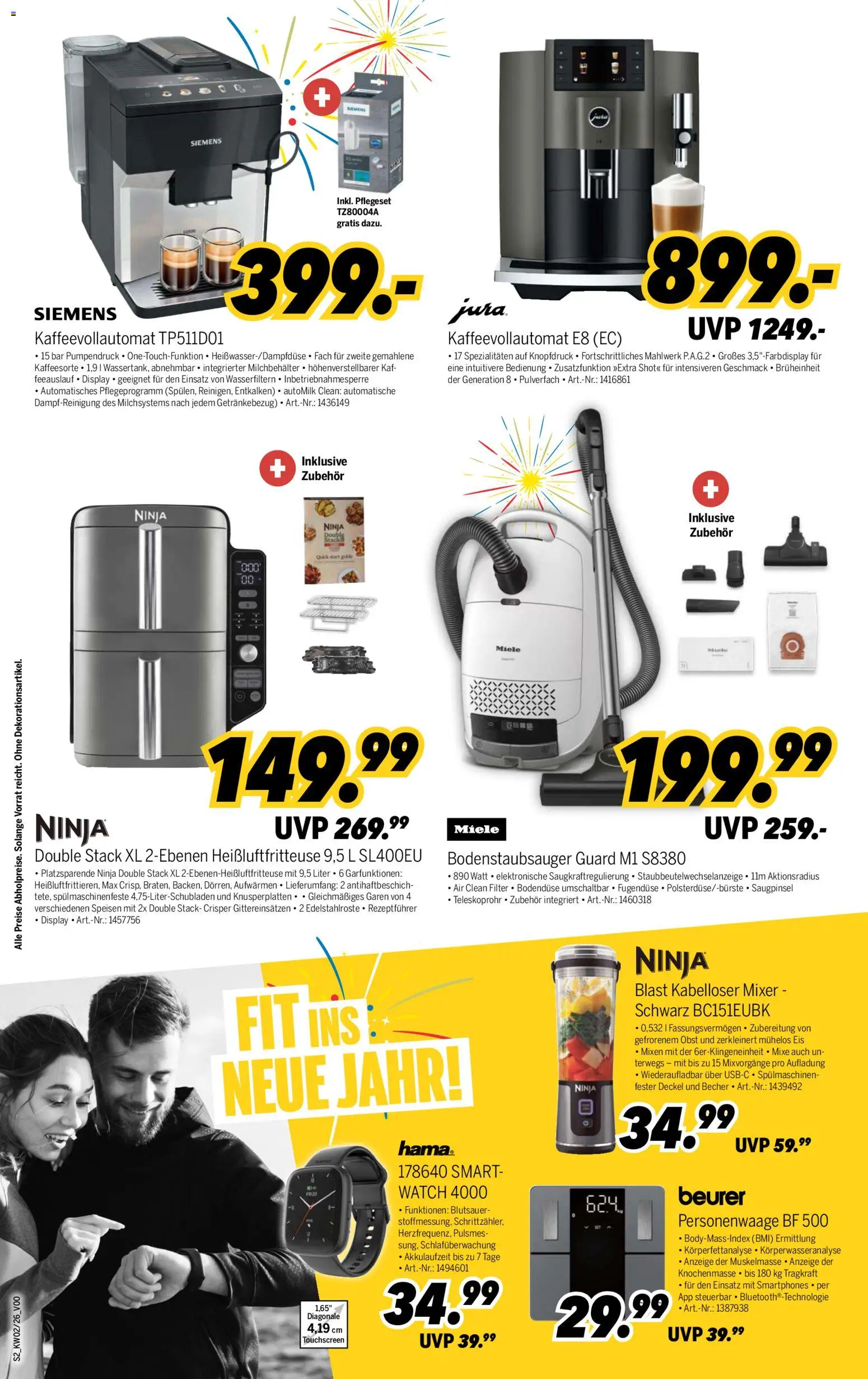 Medimax Prospekt 	 – gültig ab 03.01.2026 | Seite: 2 | Produkte: Miele, Mixer, Smartphones, Obst