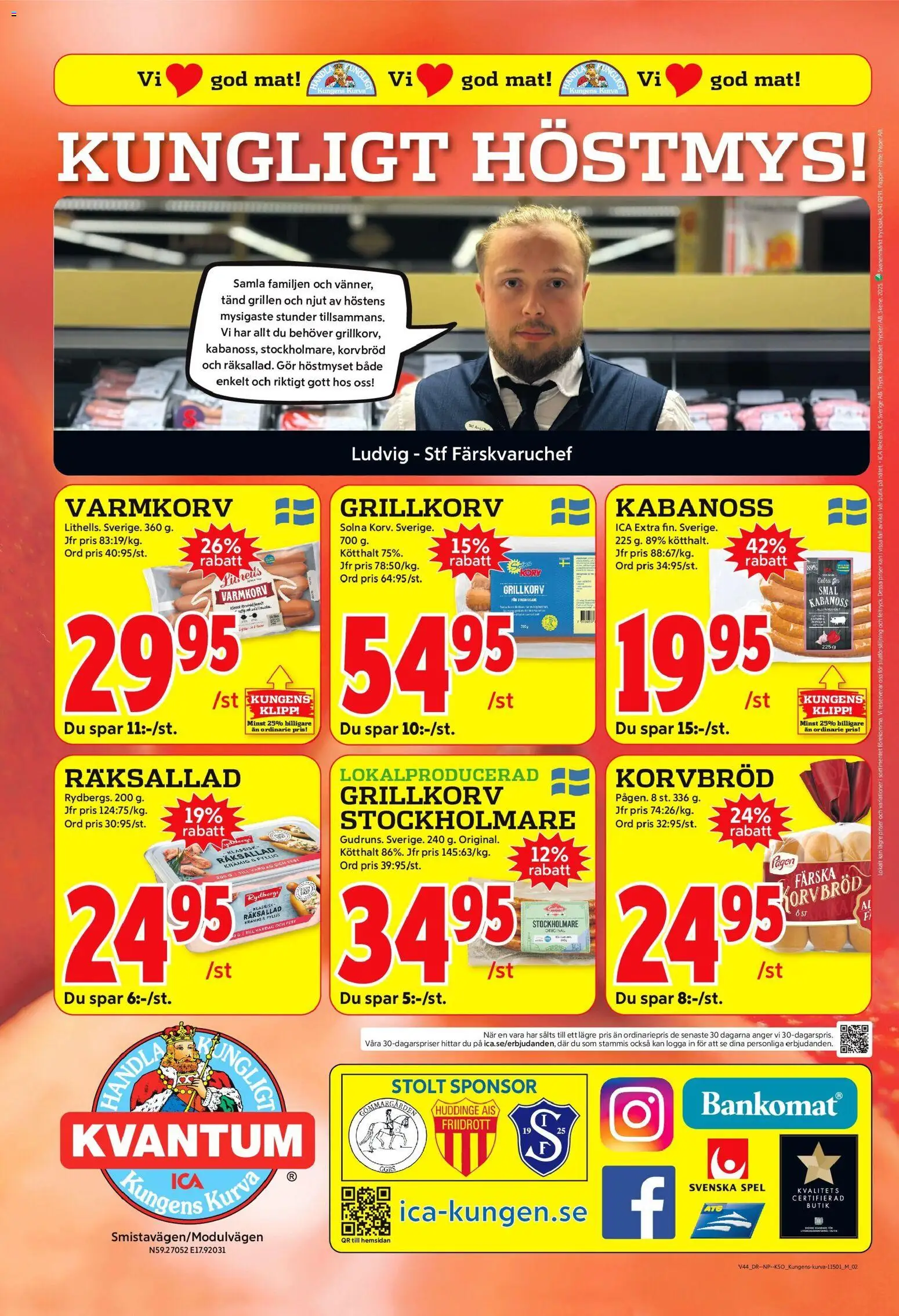 ICA Kvantum reklamblad aktuell från 27.10.2025 | Sida: 10 | Produkter: Varmkorv, Grillkorv, Papper, Spel