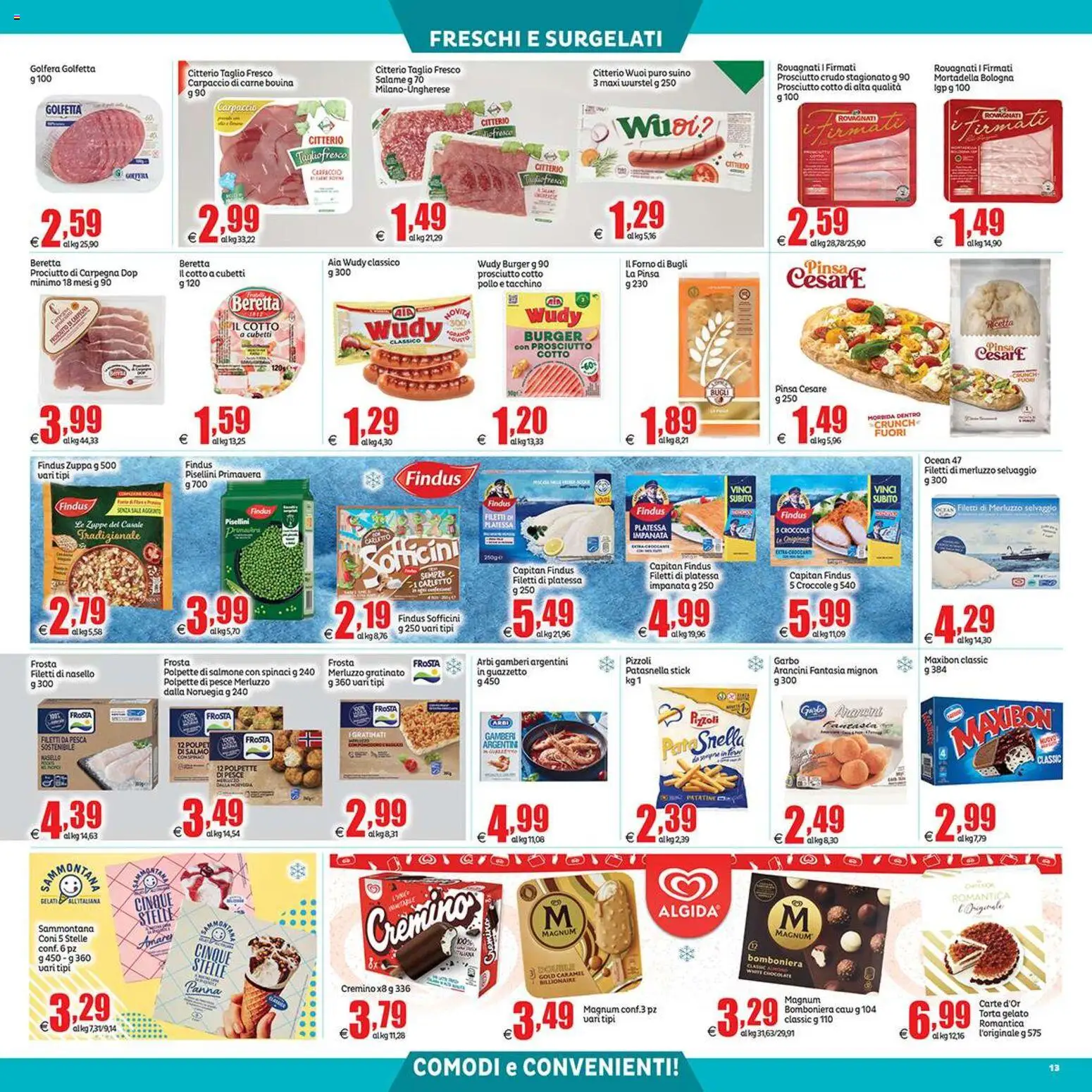 Volantino Elite Supermercati del 23.01.2026 | Pagina: 13 | Prodotti: Salame, Suino, Pesca, Spinaci