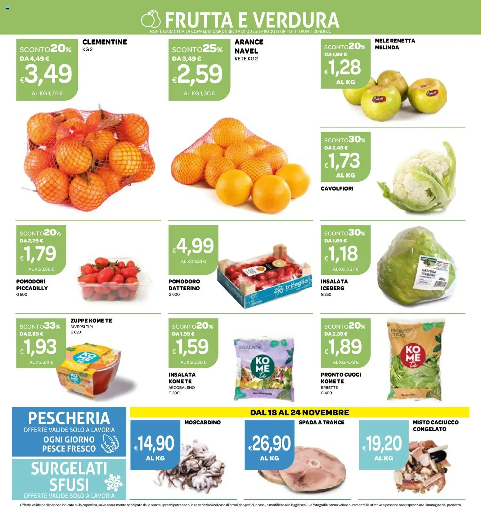 Volantino Ekom del 18.11.2025 | Pagina: 6 | Prodotti: Arance, Pesce, Insalata, Frutta