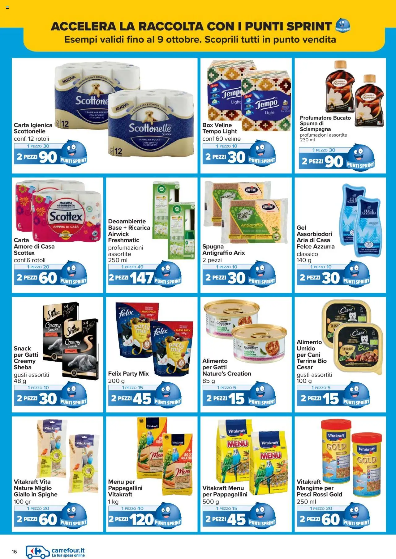 Volantino Carrefour del 15.09.2025 | Pagina: 16 | Prodotti: Spugna, Carta igienica, Veline