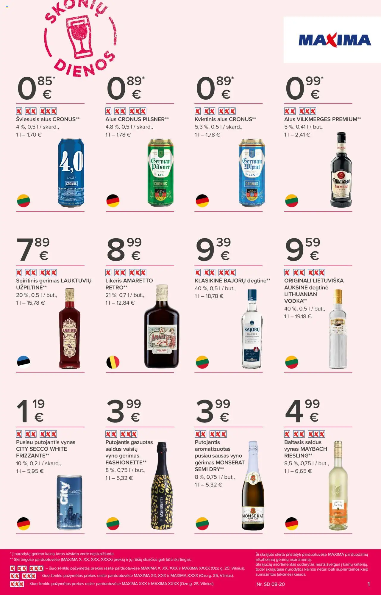 MAXIMA - Leidinys - Skonių dienos│galioja nuo 07.08.2025 | Puslapis: 1 | Prekių: Degtinė, Vynas, Alus