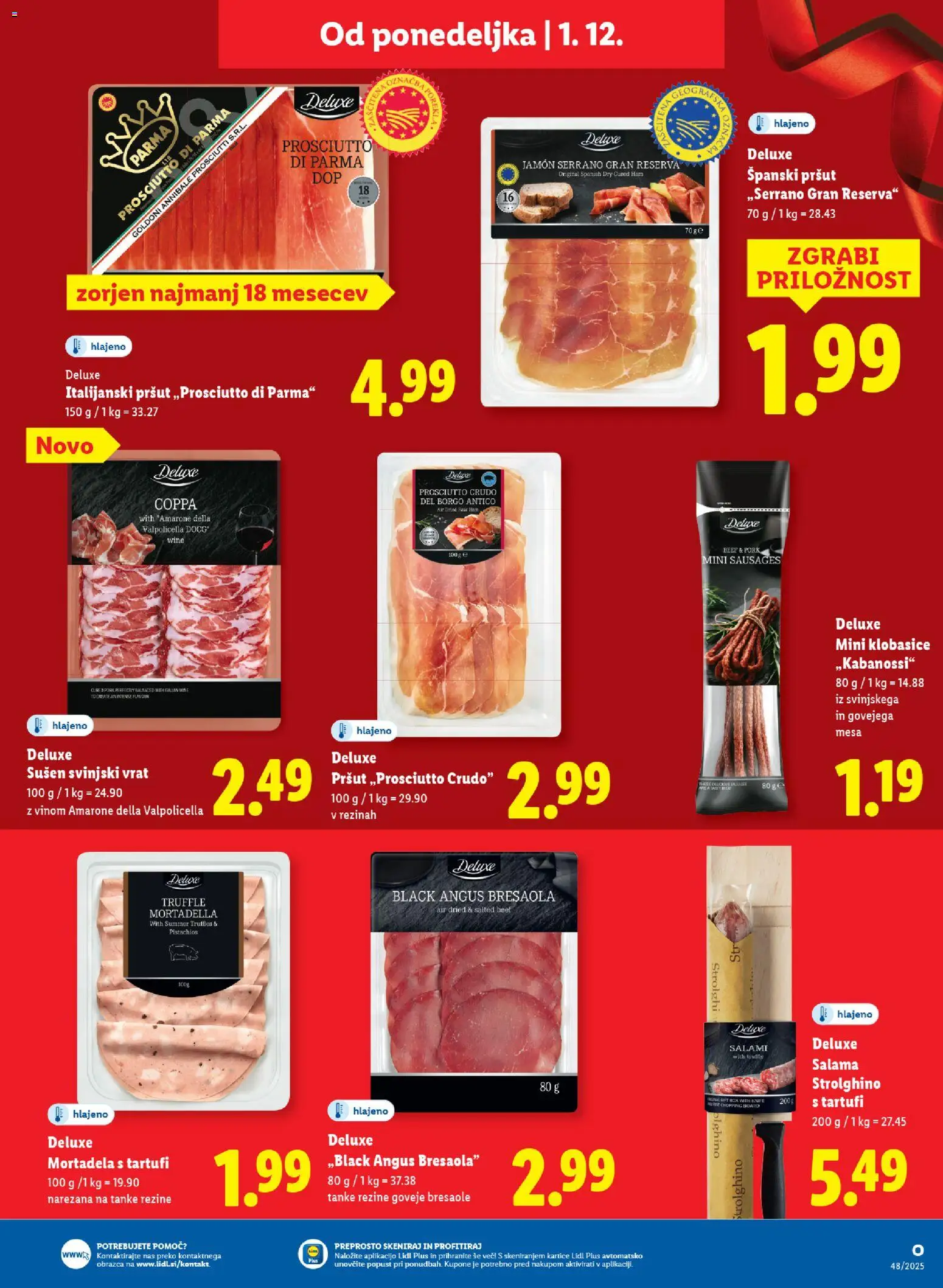 Novi Lidl katalog ponudbe – veljaven od 27.11.2025 | Stran: 43 | Izdelki: Pršut, Mortadela, Klobasice, Salama