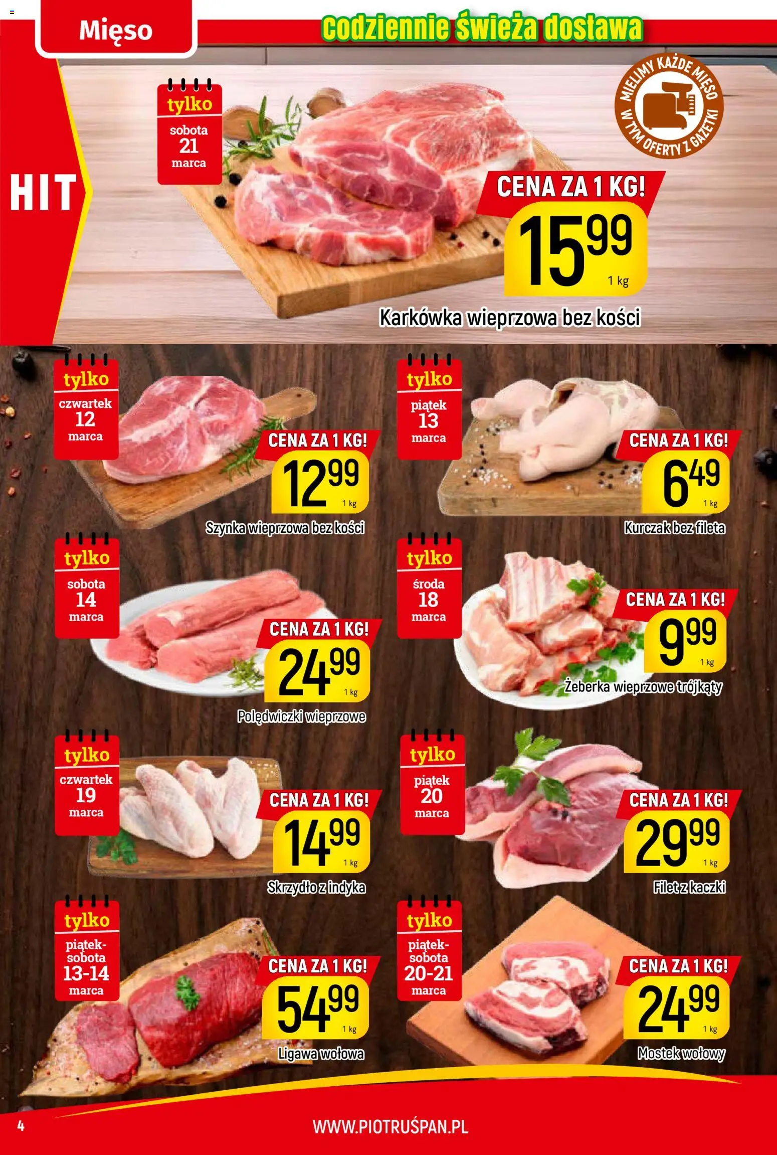 Piotruś Pan gazetka od 12.03.2026 | Strona: 4 | Produkty: Kurczak, Mięso, Szynka wieprzowa, Szynka
