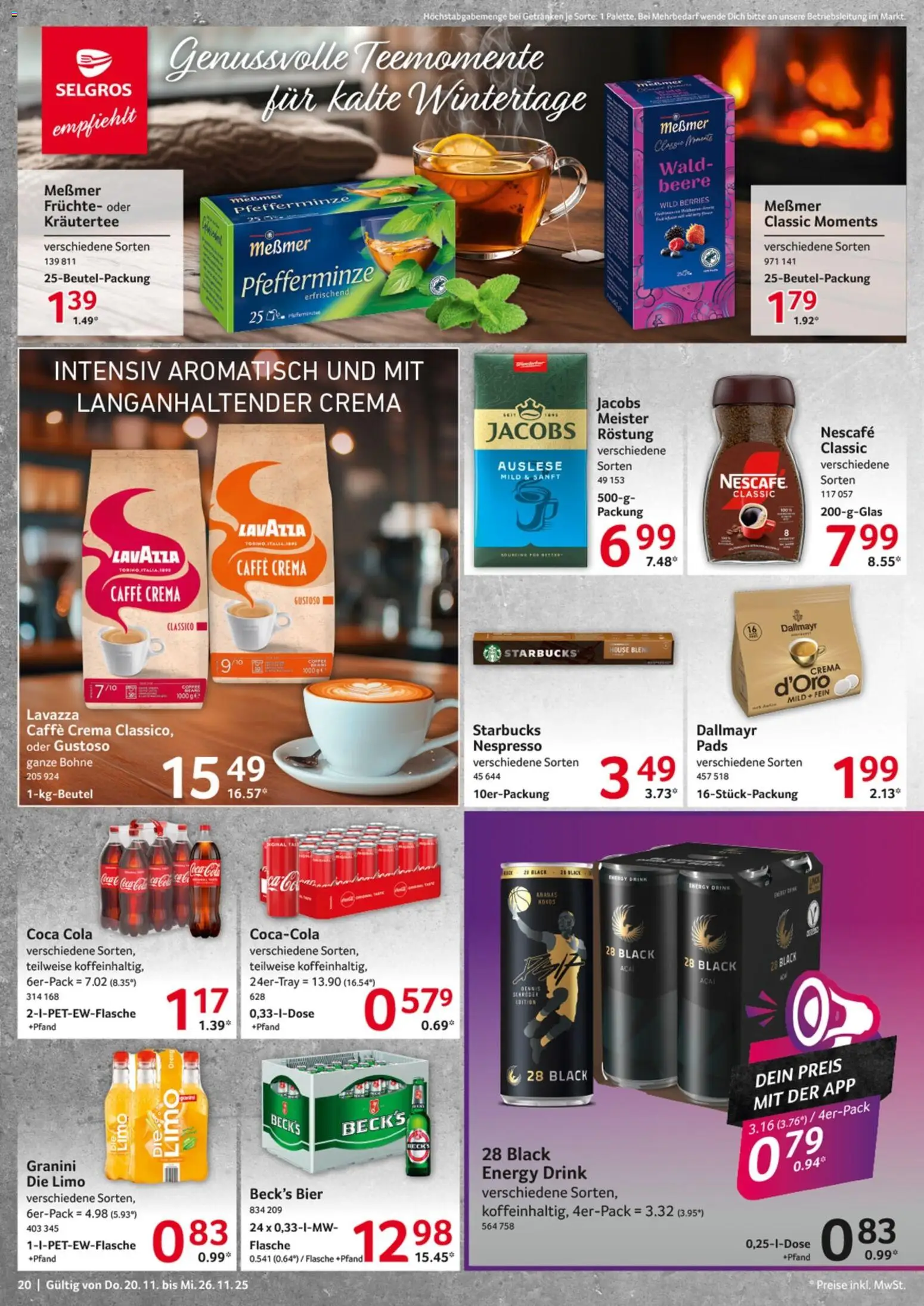 Selgros - Black Friday – gültig ab 20.11.2025 | Seite: 20 | Produkte: Nescafe, Cola, Bier, Starbucks