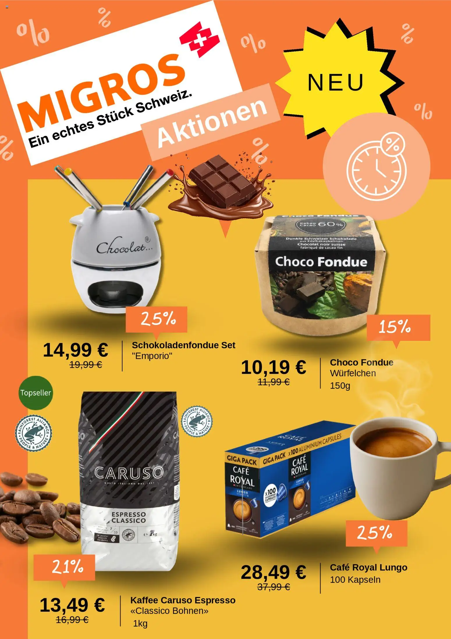 Migros Prospekt 	 – gültig ab 28.04.2026 | Seite: 1 | Produkte: Kaffee, Schokolade, Fondue