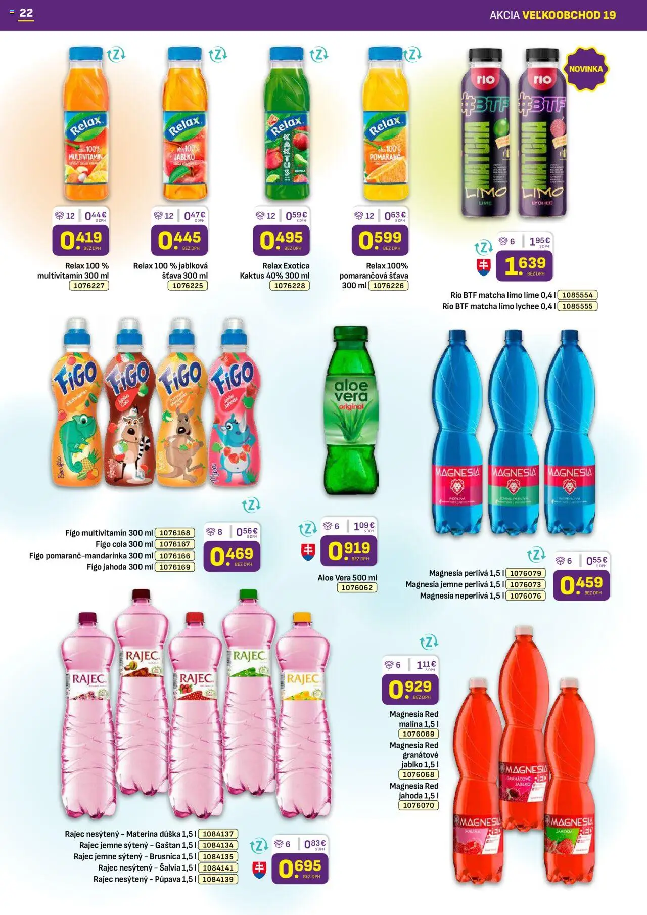 Nové Libex akcie – leták je platný od 22.09.2025 | Strana: 22 | Produkty: Rajec, Magnesia, Cola