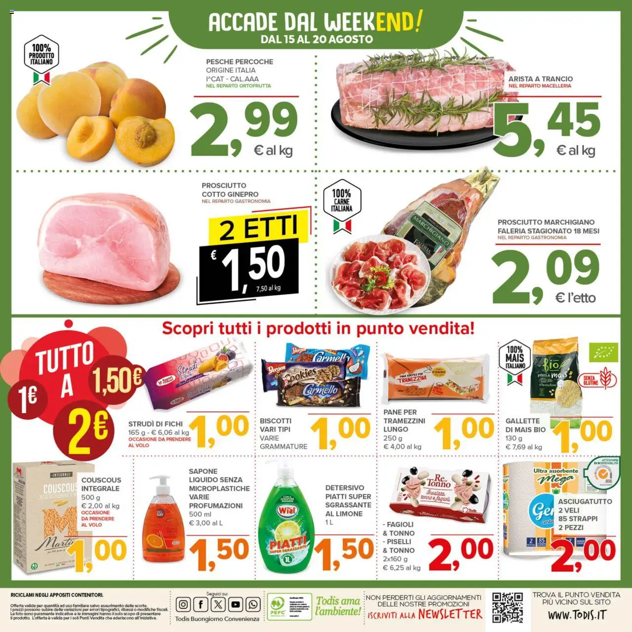 Volantino Todis del 07.08.2025 | Pagina: 20 | Prodotti: Limone, Piselli, Mais, Forno