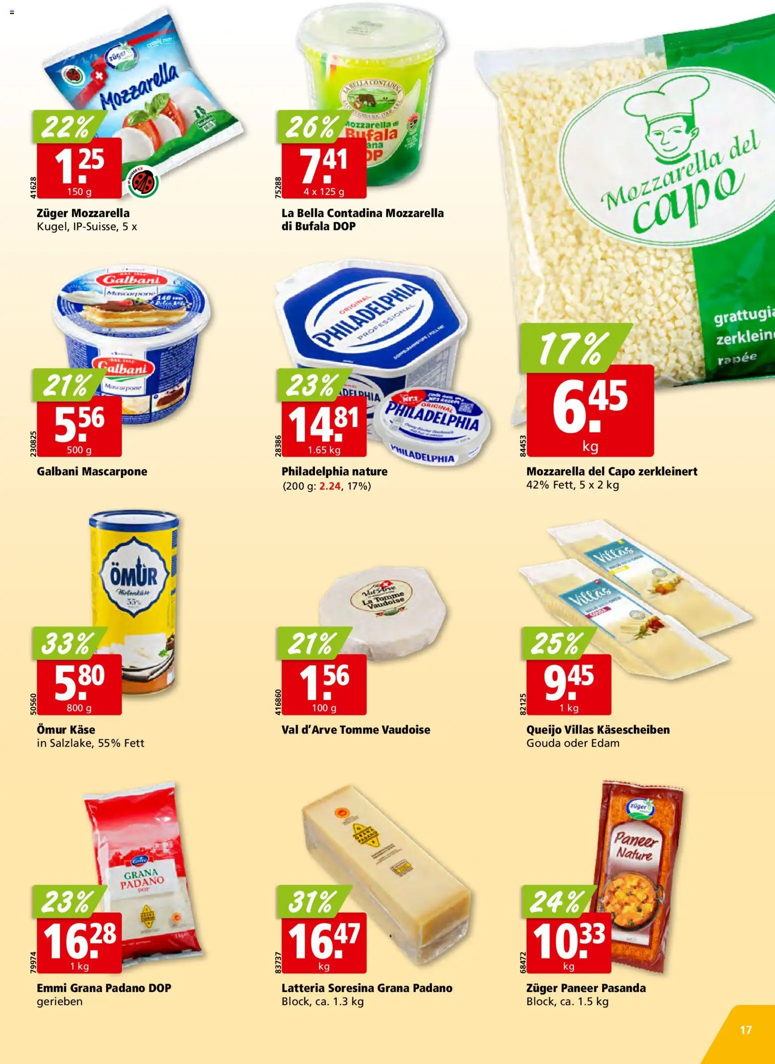 Aligro Aktionen Schlieren, Gossau SG, Frauenfeld, Rapperswil-Jona, Sargans, Bern, Brüttisellen, Pratteln, Emmen, Spreitenbach – gültig ab 10.11.2025 | Seite: 17 | Produkte: Mascarpone, Gouda, Käse