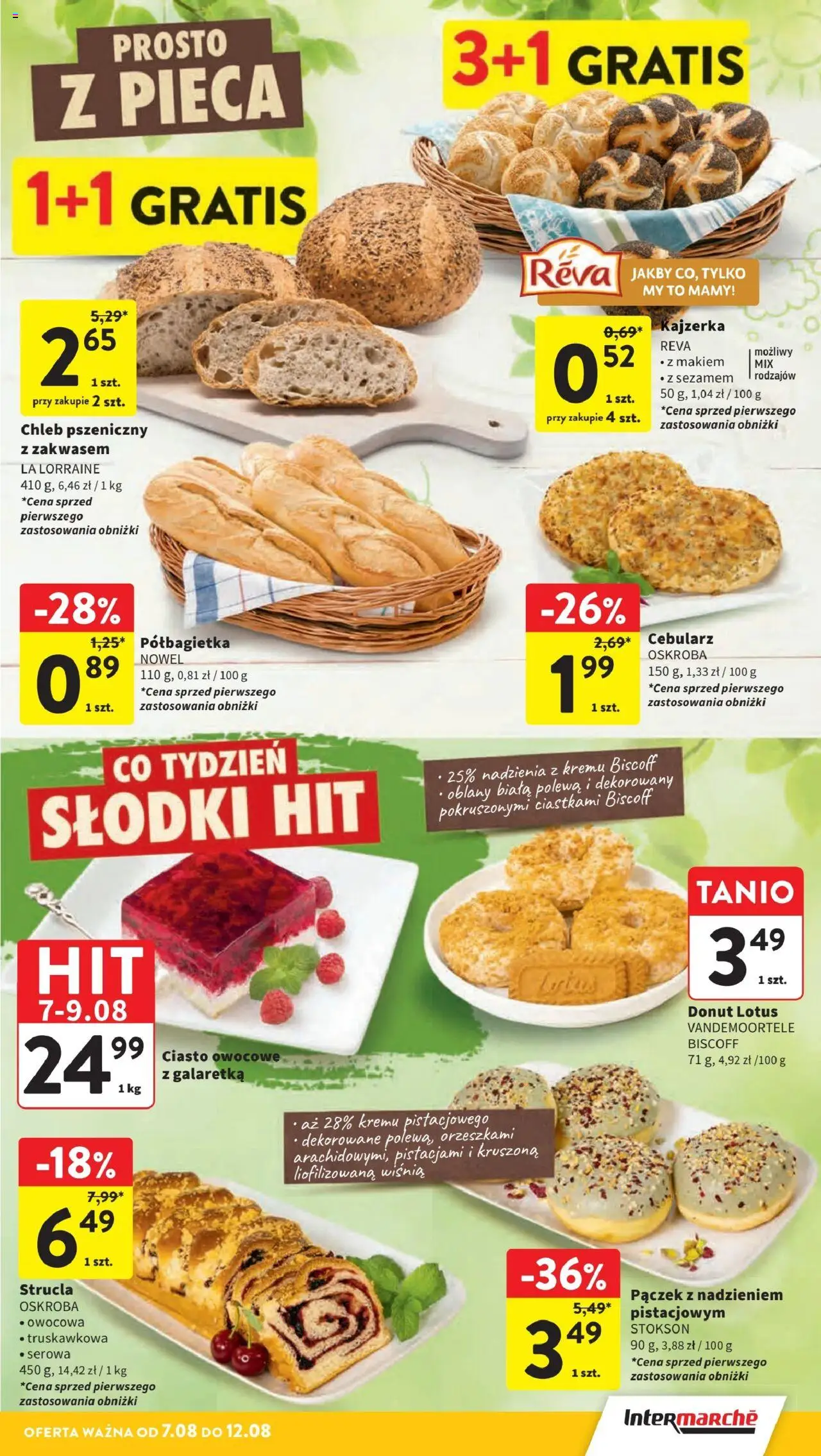Intermarche Gazetka od 07.08.2025 | Strona: 23 | Produkty: Galaretka, Ciasto, Donut, Chleb