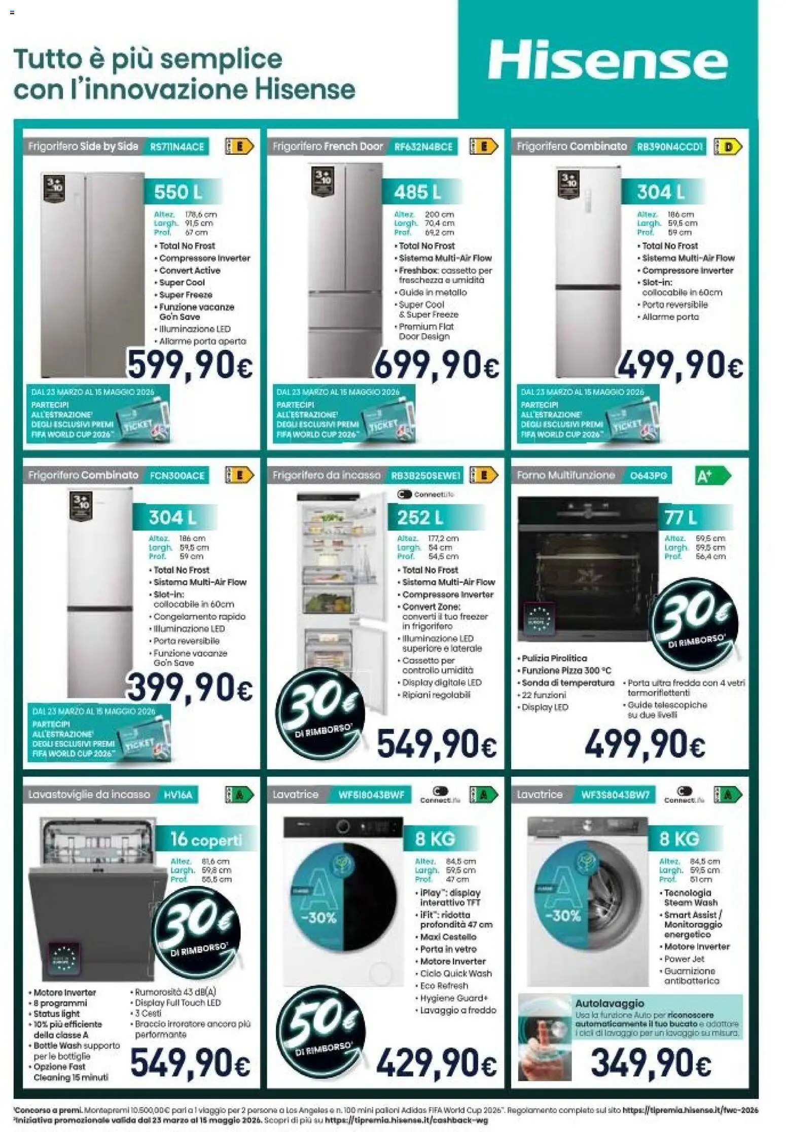 Volantino Unieuro del 03.04.2026 | Pagina: 45 | Prodotti: Lavastoviglie da incasso, Lavatrice, Frigorifero, Frigorifero da incasso