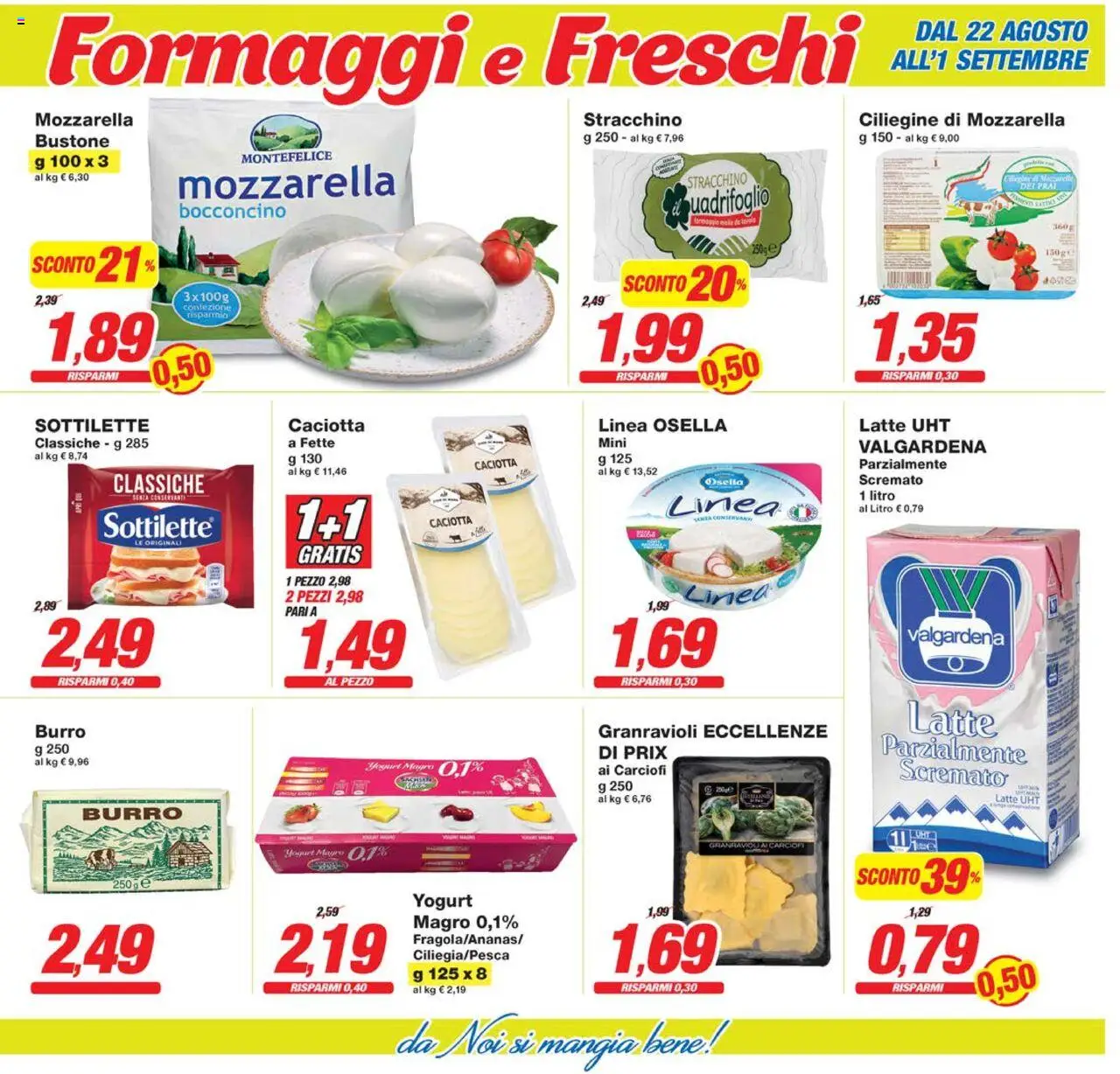 Volantino Prix del 22.08.2025 | Pagina: 9 | Prodotti: Latte, Burro, Carciofi, Stracchino