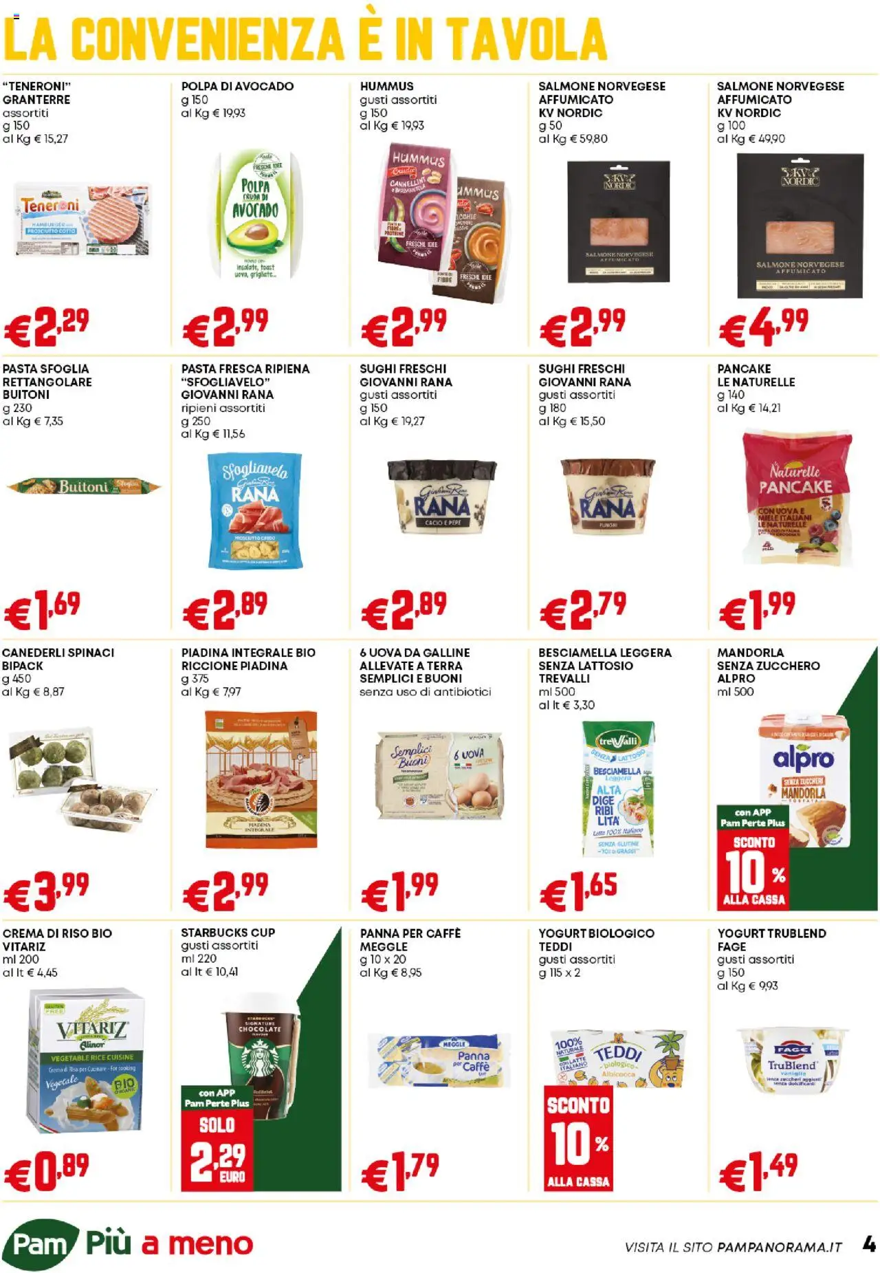 Volantino PAM del 21.08.2025 | Pagina: 4 | Prodotti: Yogurt, Caffè, Pepe, Hummus