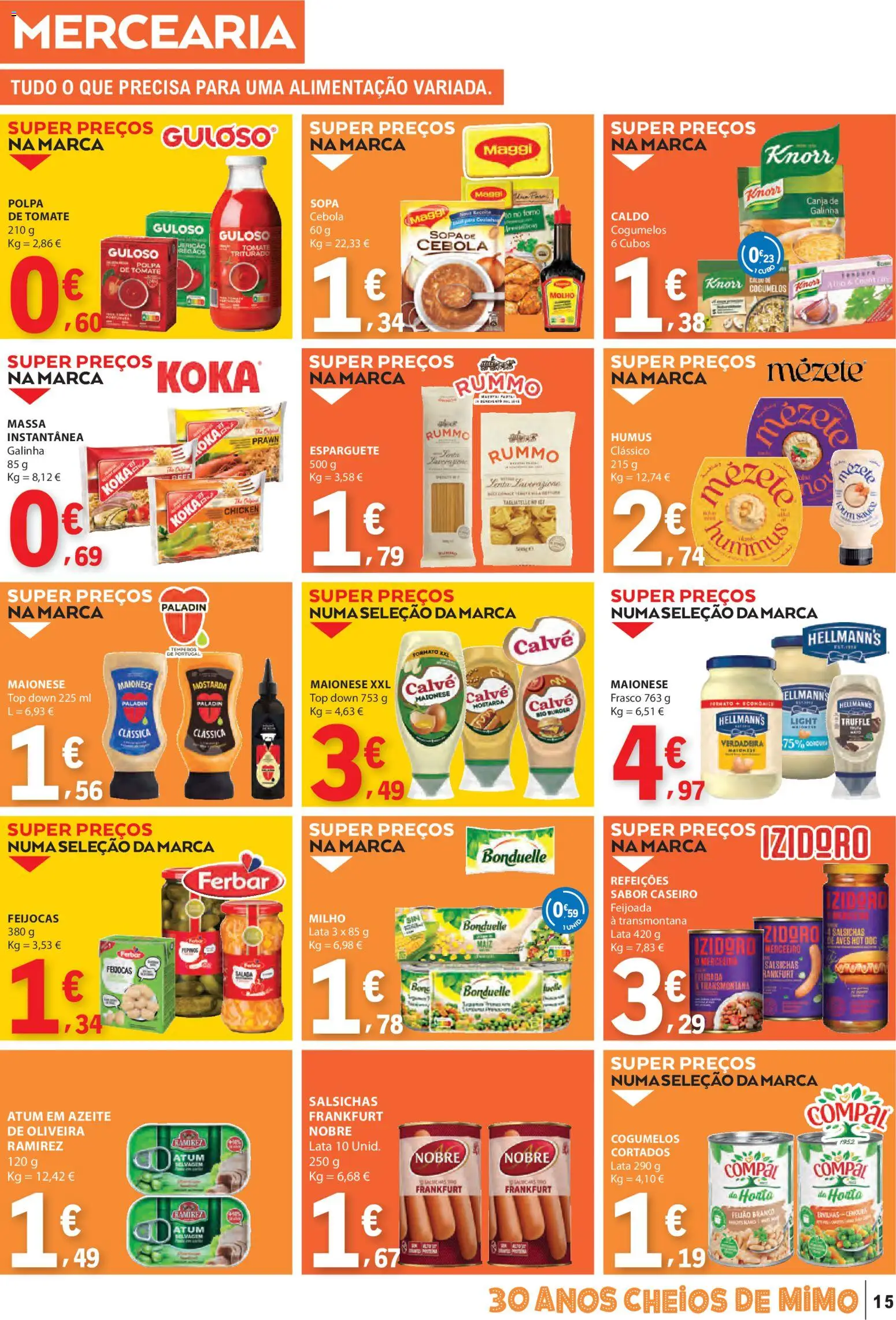 E.Leclerc folheto │ válido de 02.01.2026 | Página: 15 | Produtos: Tomate, Massa, Cogumelos, Salada