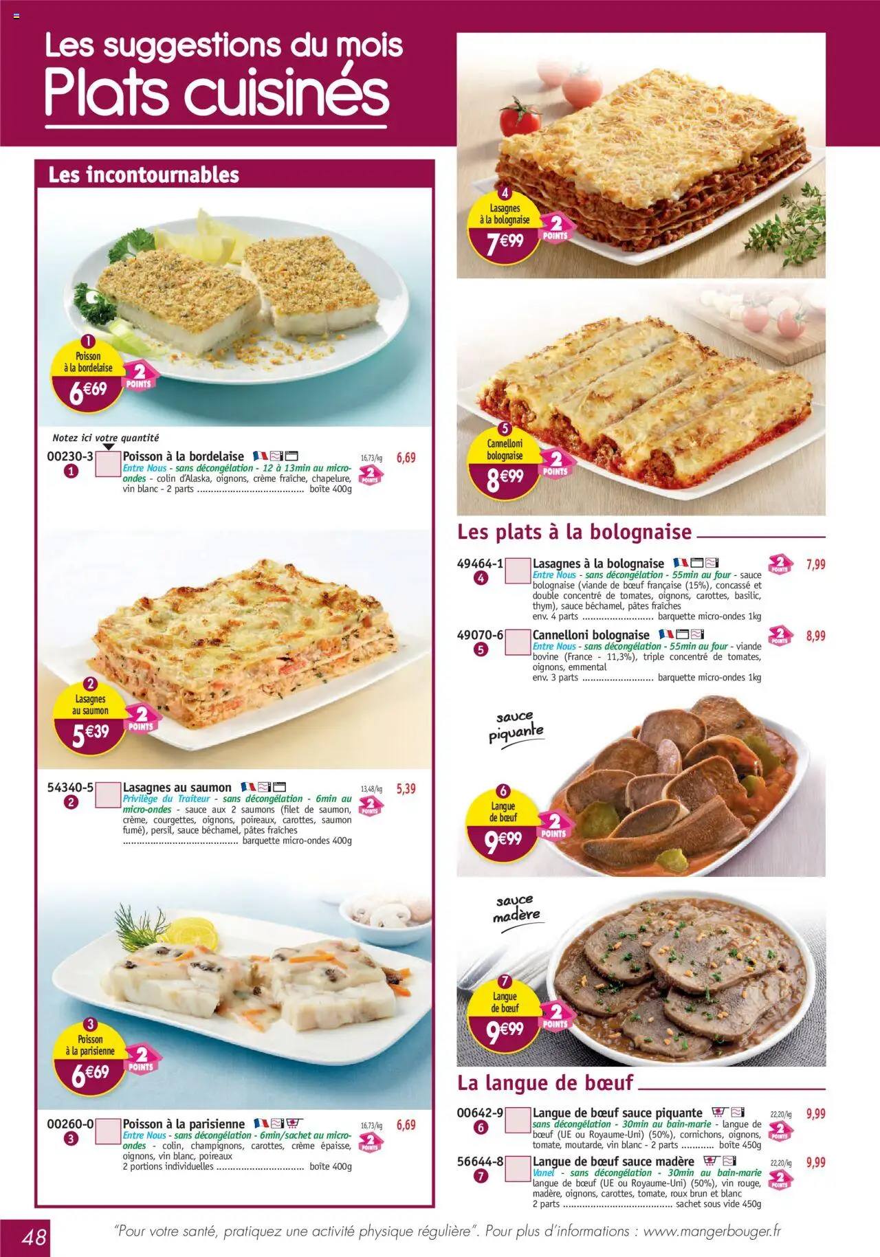  | Page: 48 | Produits: Sauce bolognaise, Poisson, Saumon, Crème