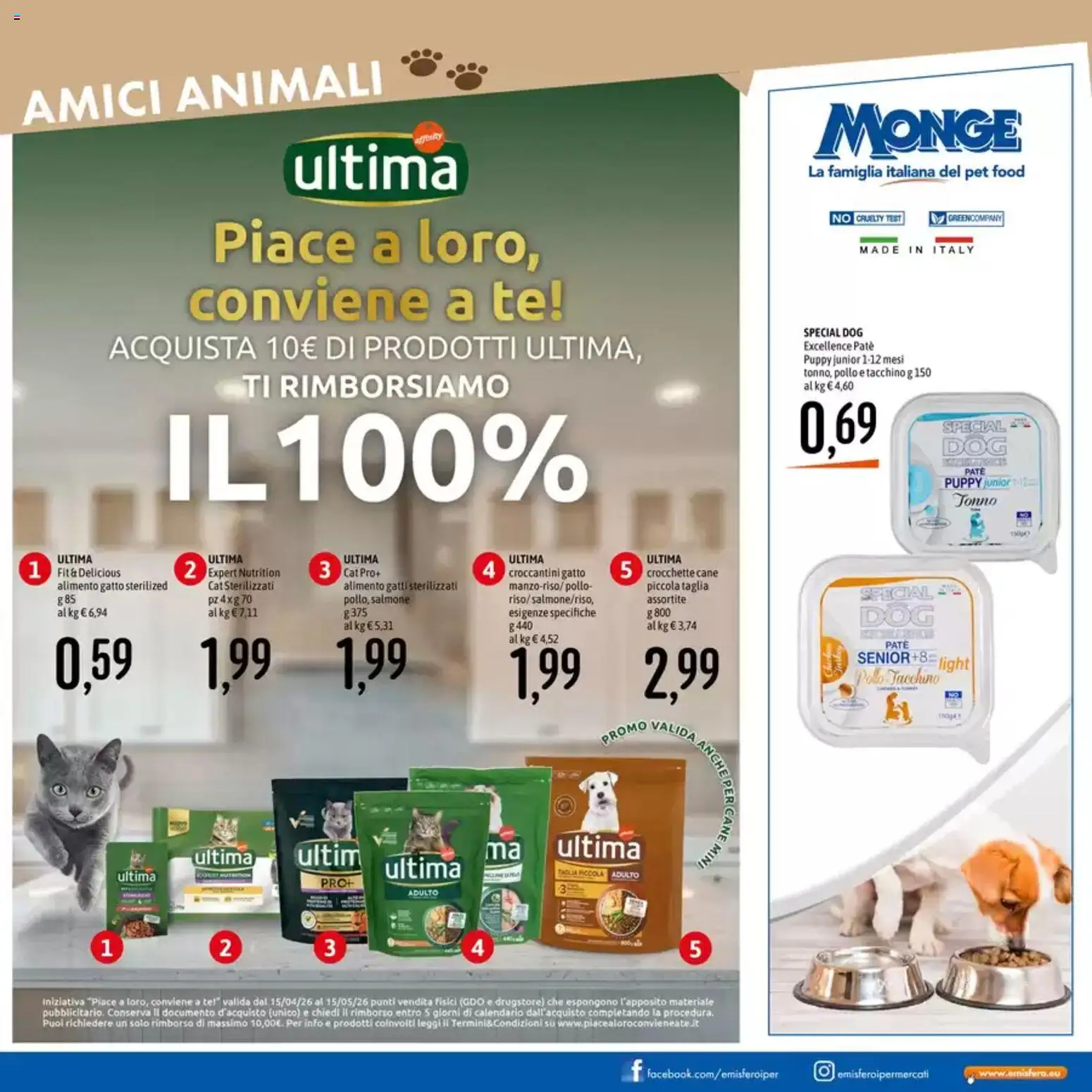 Volantino Emisfero del 20.04.2026 | Pagina: 17 | Prodotti: Paté, Salmone, Tacchino, Crocchette cane